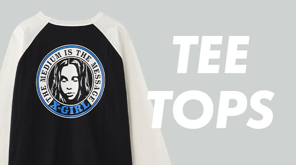 x-girl ブラック・ゴールド会員限定Tシャツ ホワイト BOX LOGO AND FACE S/S TEE（Tシャツ/カットソー）｜X-girl