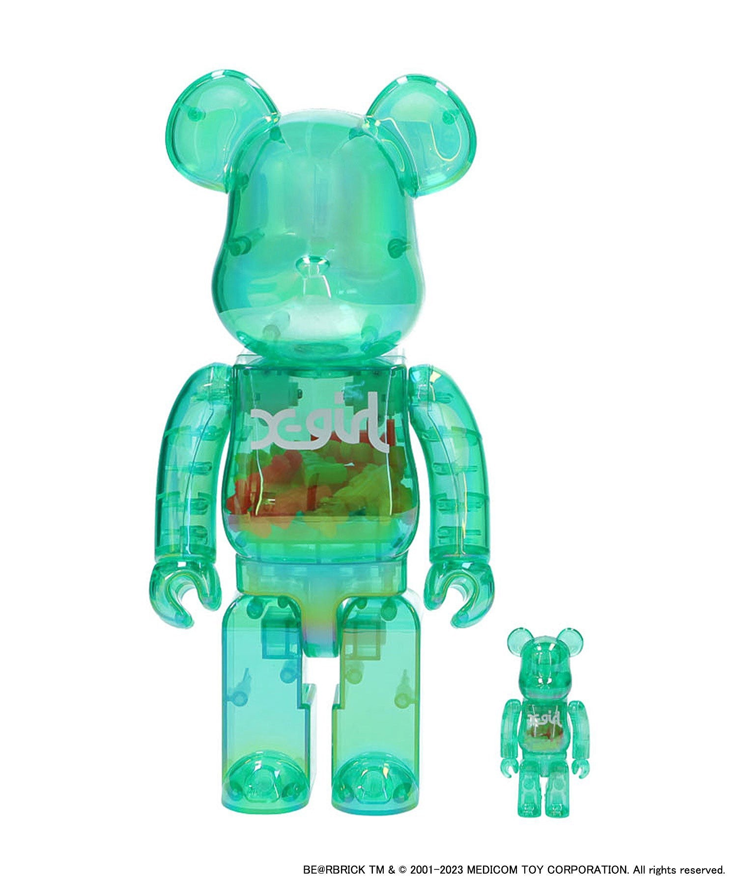 BE@RBRICK X-girl CLEAR GREEN 100% & 400% – calif