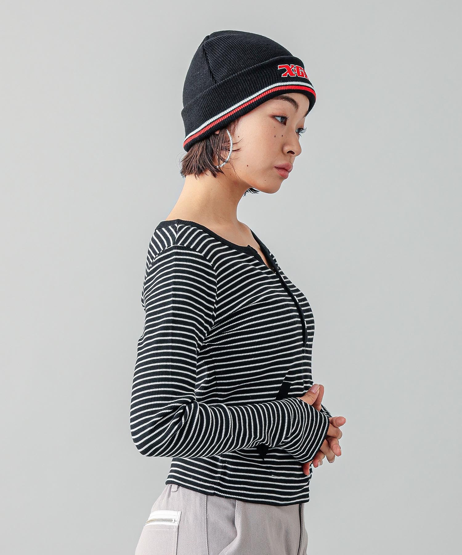 STRIPED FITTED TOP X-girl