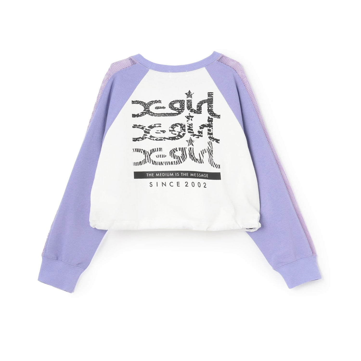 メッシュ肩ラインショート丈長袖Tシャツ