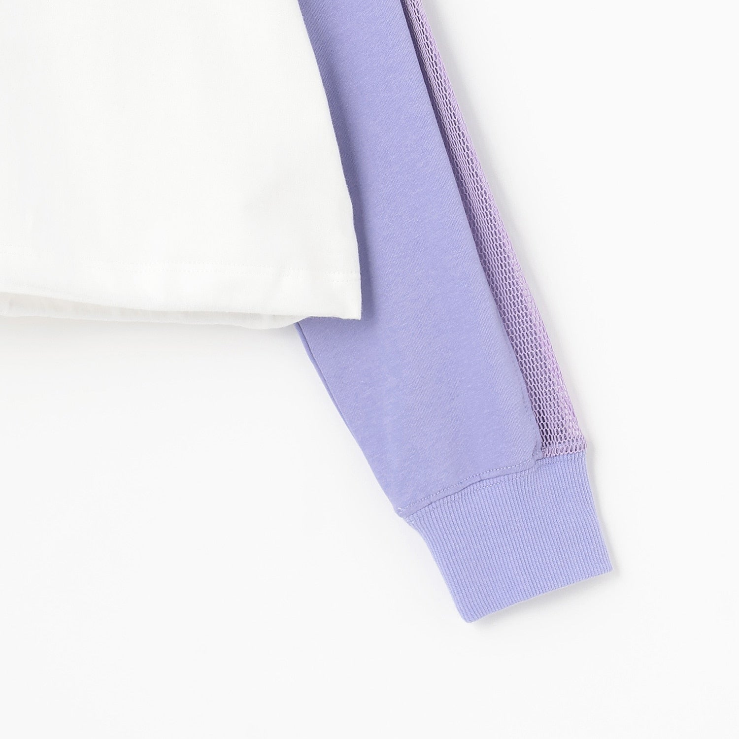 メッシュ肩ラインショート丈長袖Tシャツ