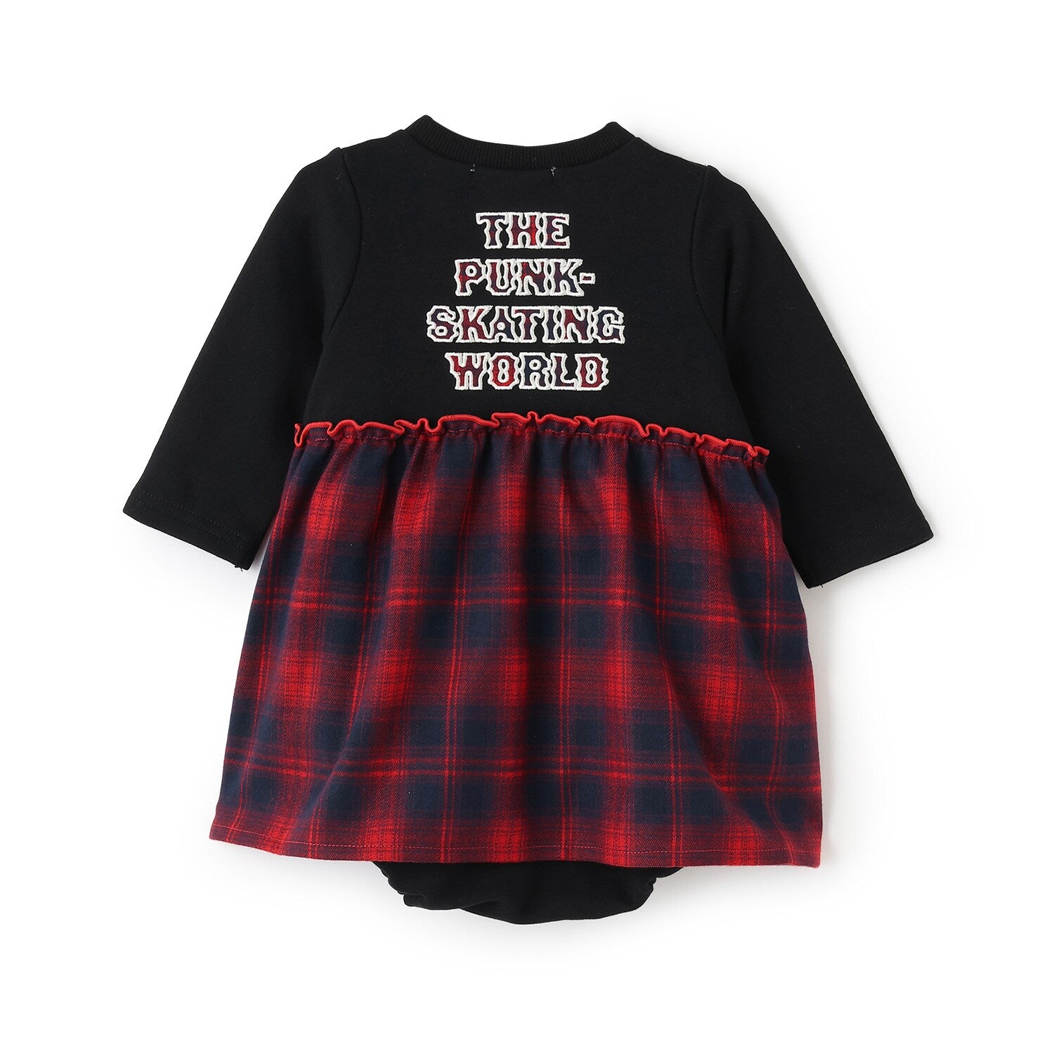 チェックロゴワンピース風カバーオール