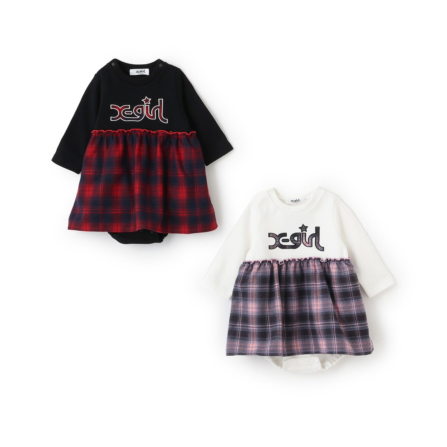 チェックロゴワンピース風カバーオール