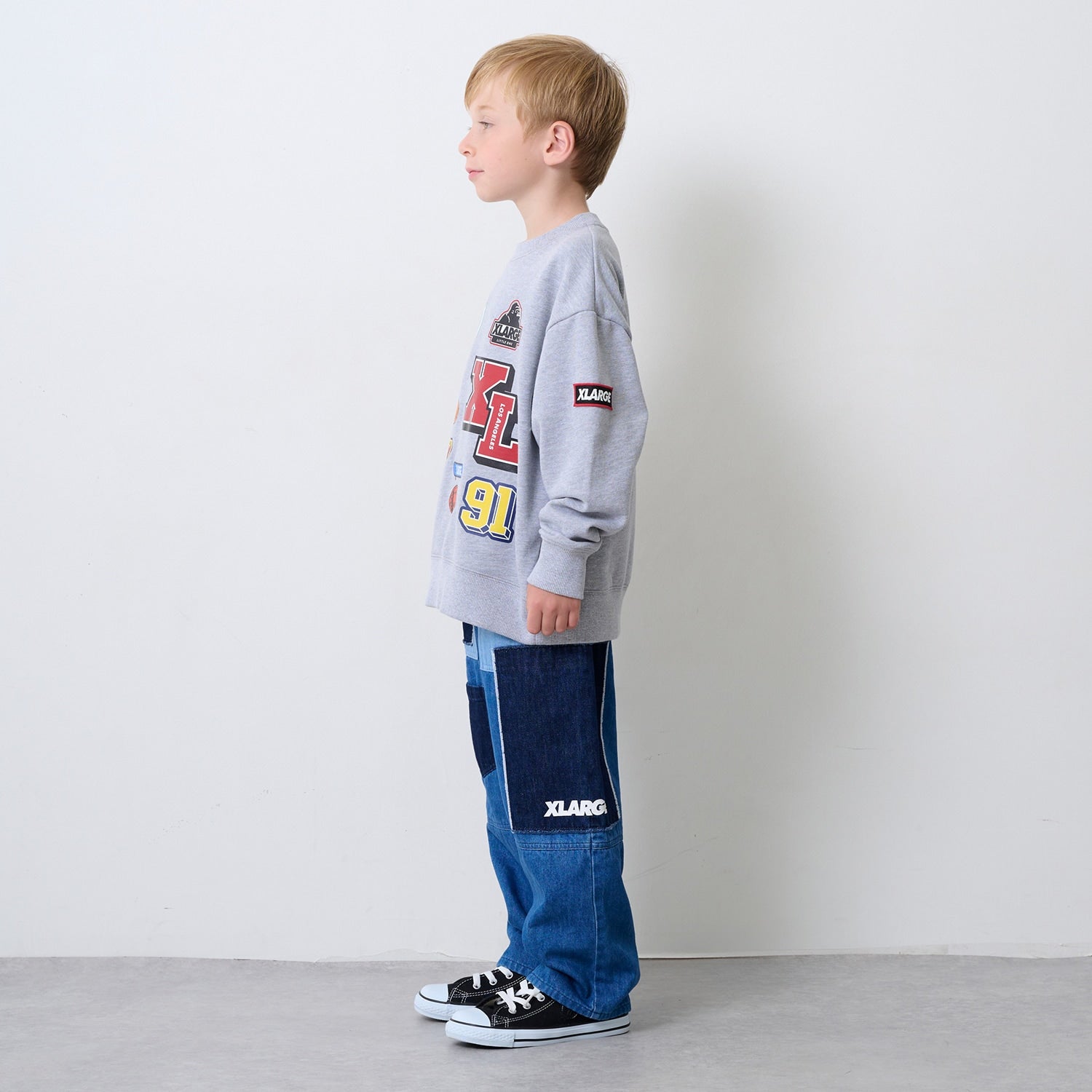 カレッジワッペンプリントトレーナー