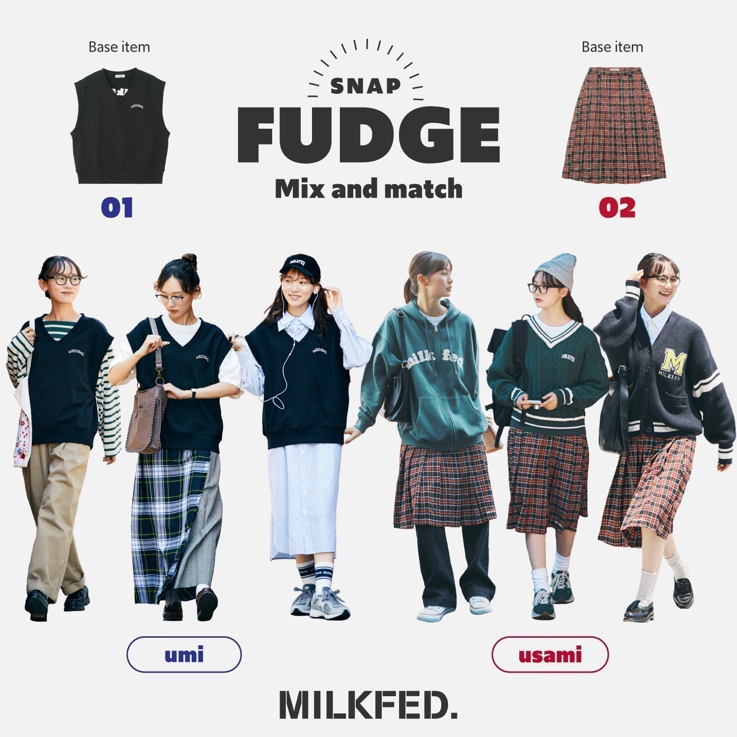 MILKFED.×FUDGE girl SNAP