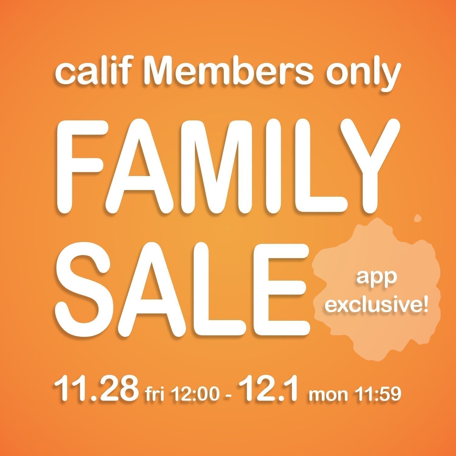 FAMILY  SALE開催のお知らせ 2025.11.28～12.1