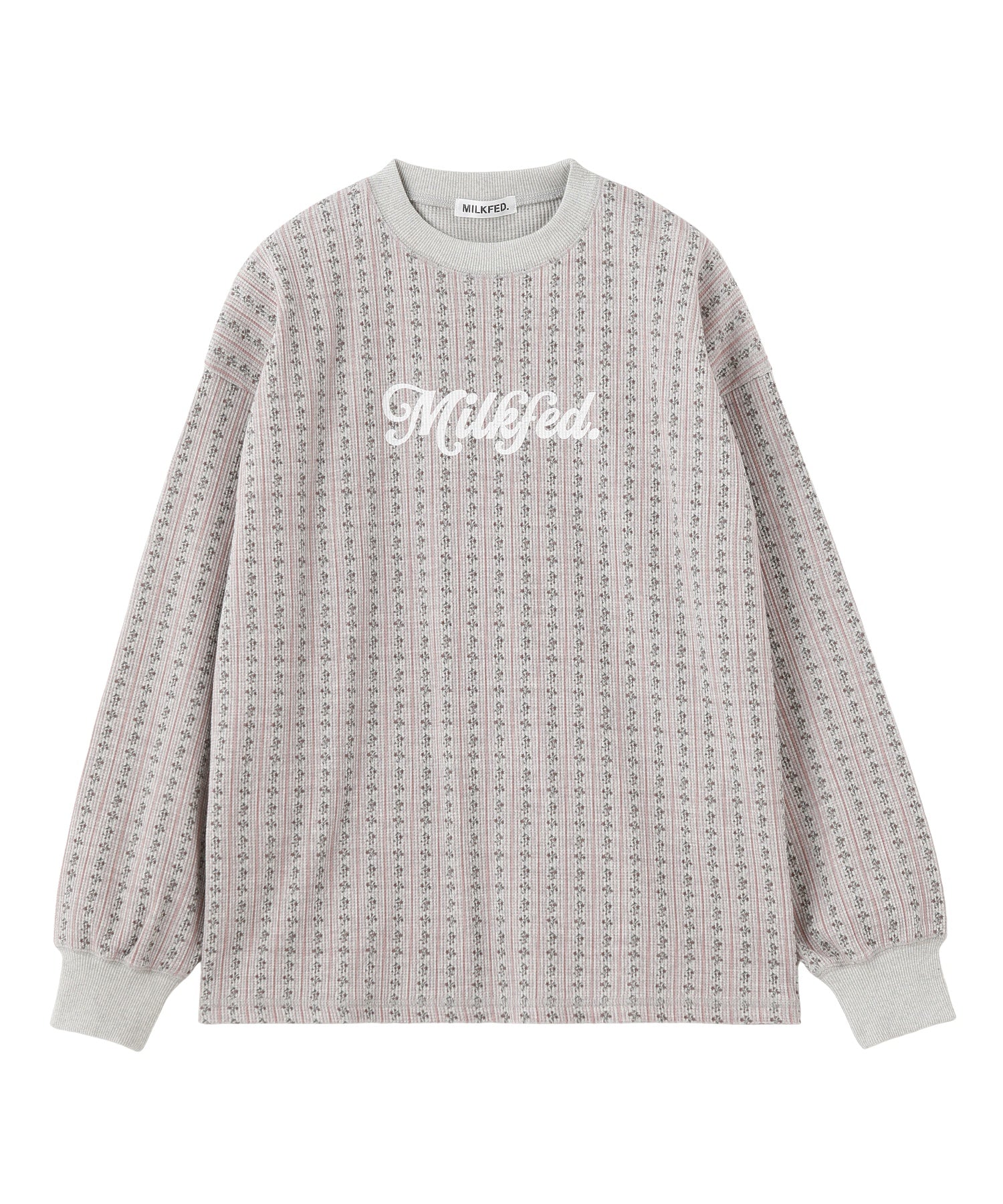 STRIPED FLOWER WAFFLE L/S TOP