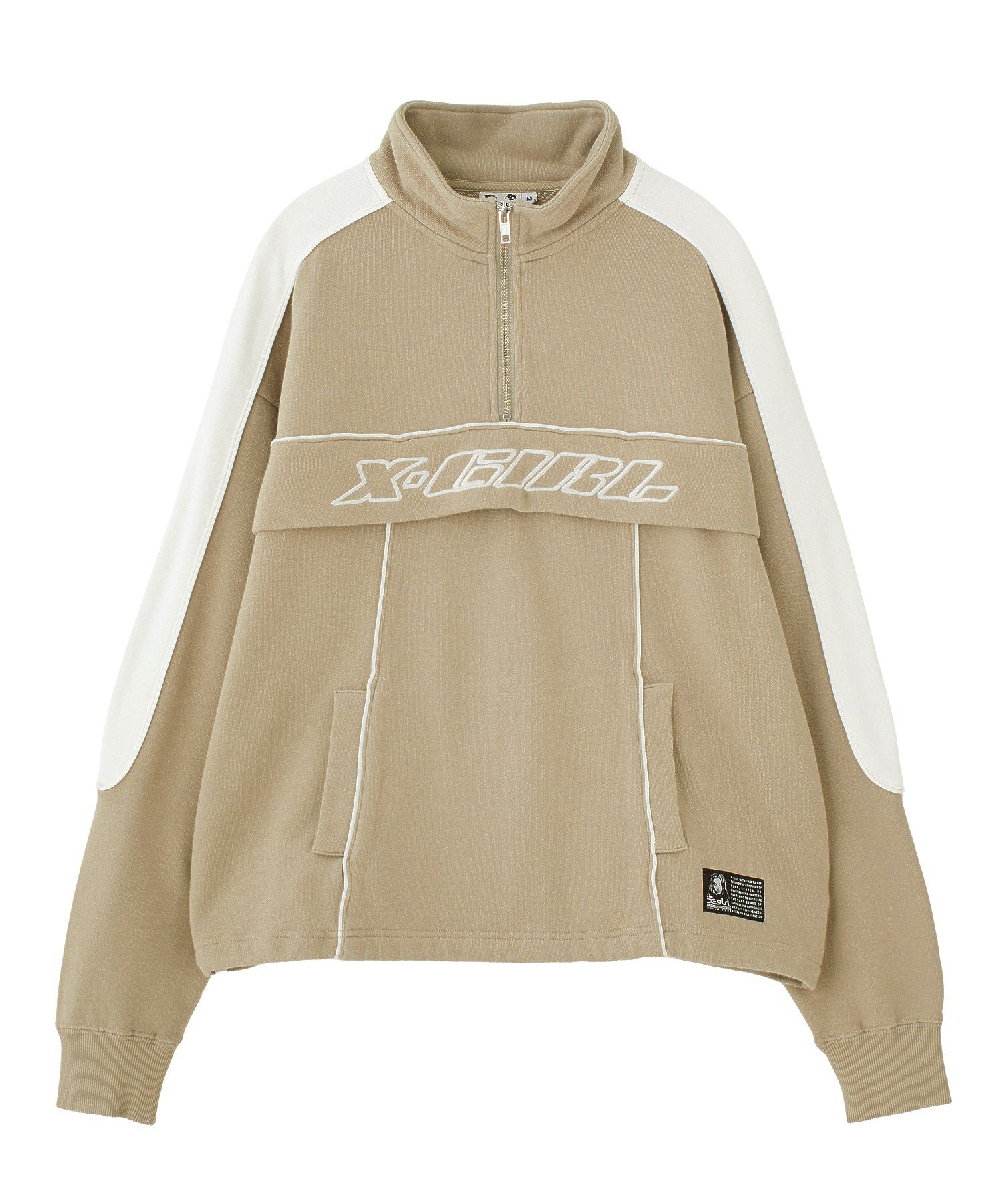 FACE LABEL HALF ZIP SWEAT TOP