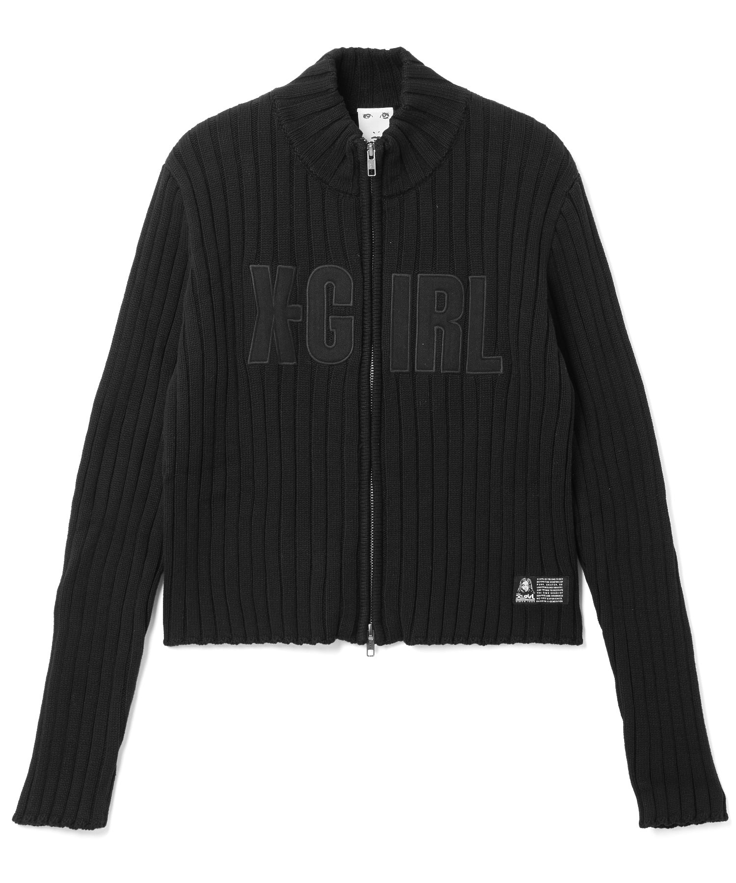 FADED PATCH ZIP UP KNIT TOP