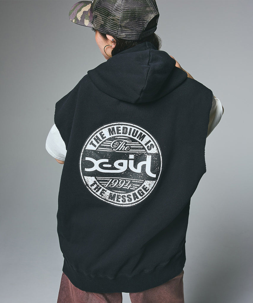X-girl / DISTRESSED CIRCLE LOGO ZIP UP SWEAT VEST – calif（カリフ