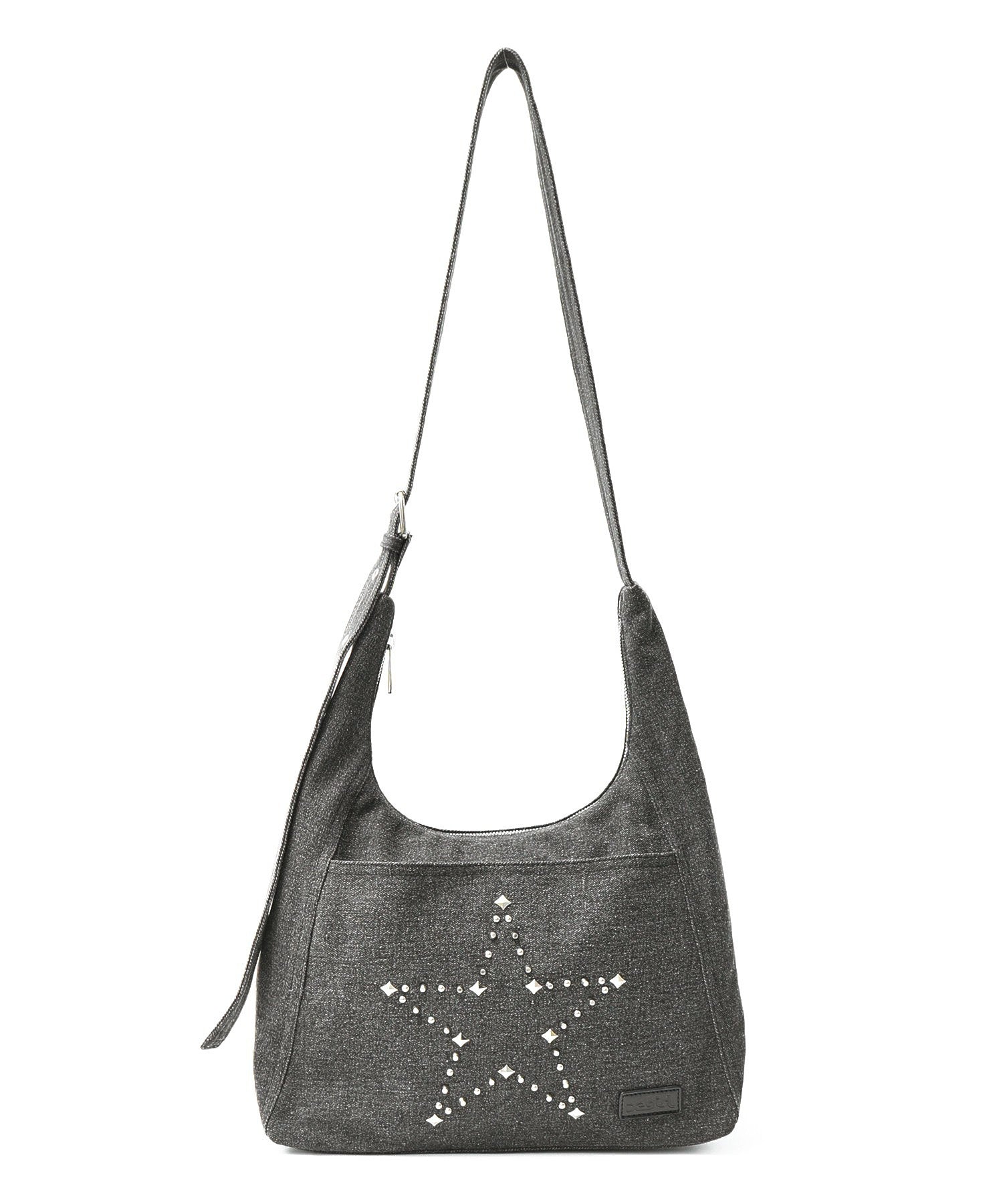 STUDDED DENIM SHOULDER BAG