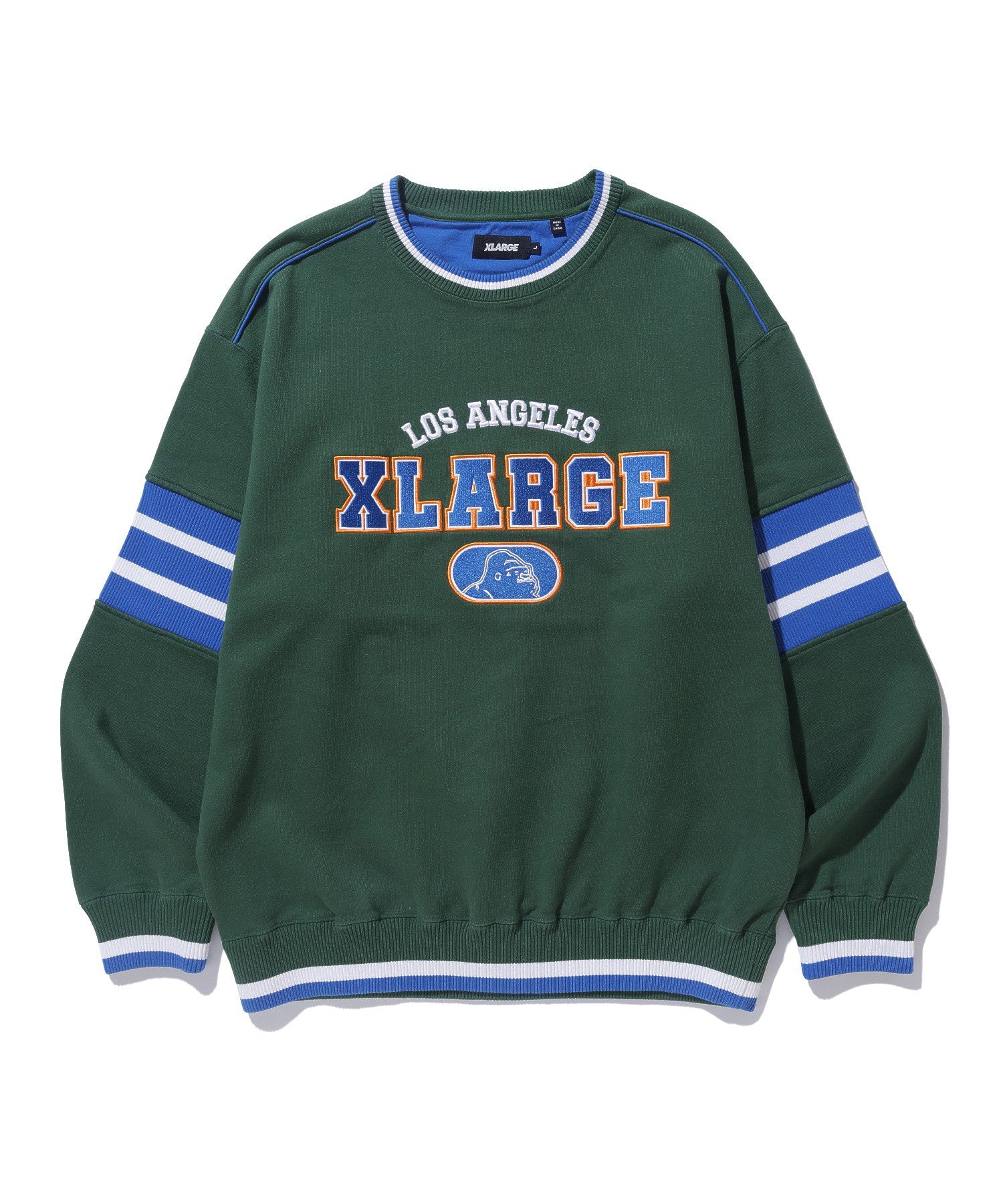 STRIPED SLEEVE CREWNECK SWEATSHIRT