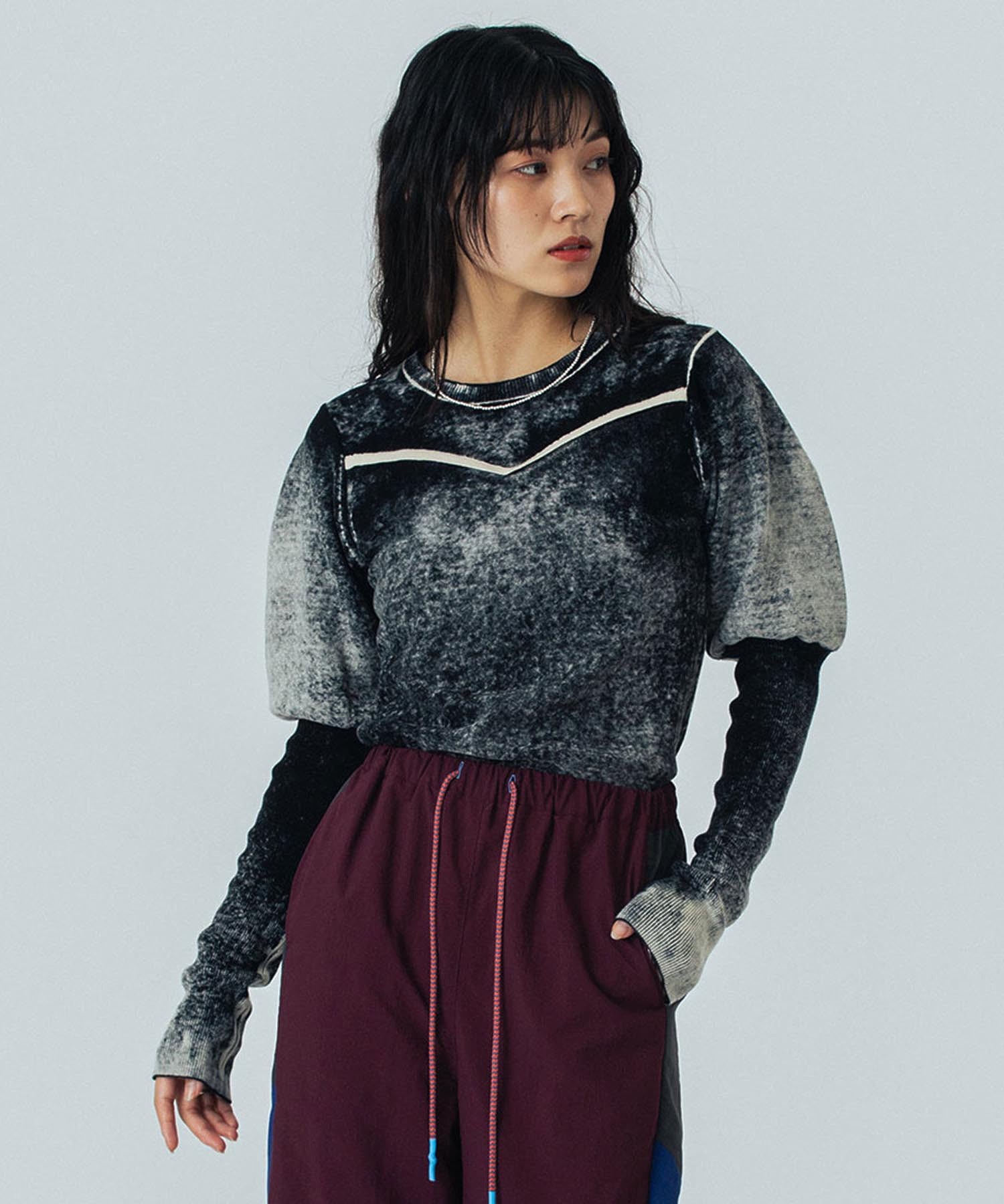 mici/VOLUME SLEEVE KNIT TOP