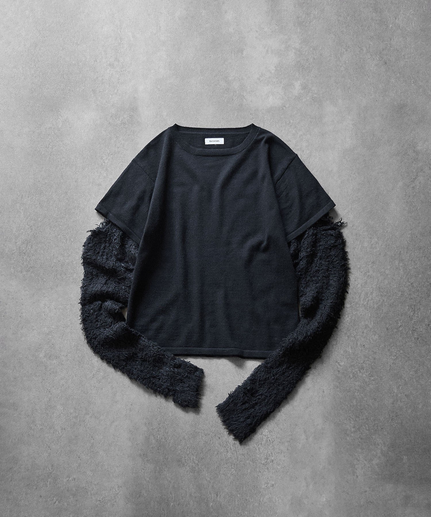 BASICKS/DAMAGED LAYER KNIT TOP