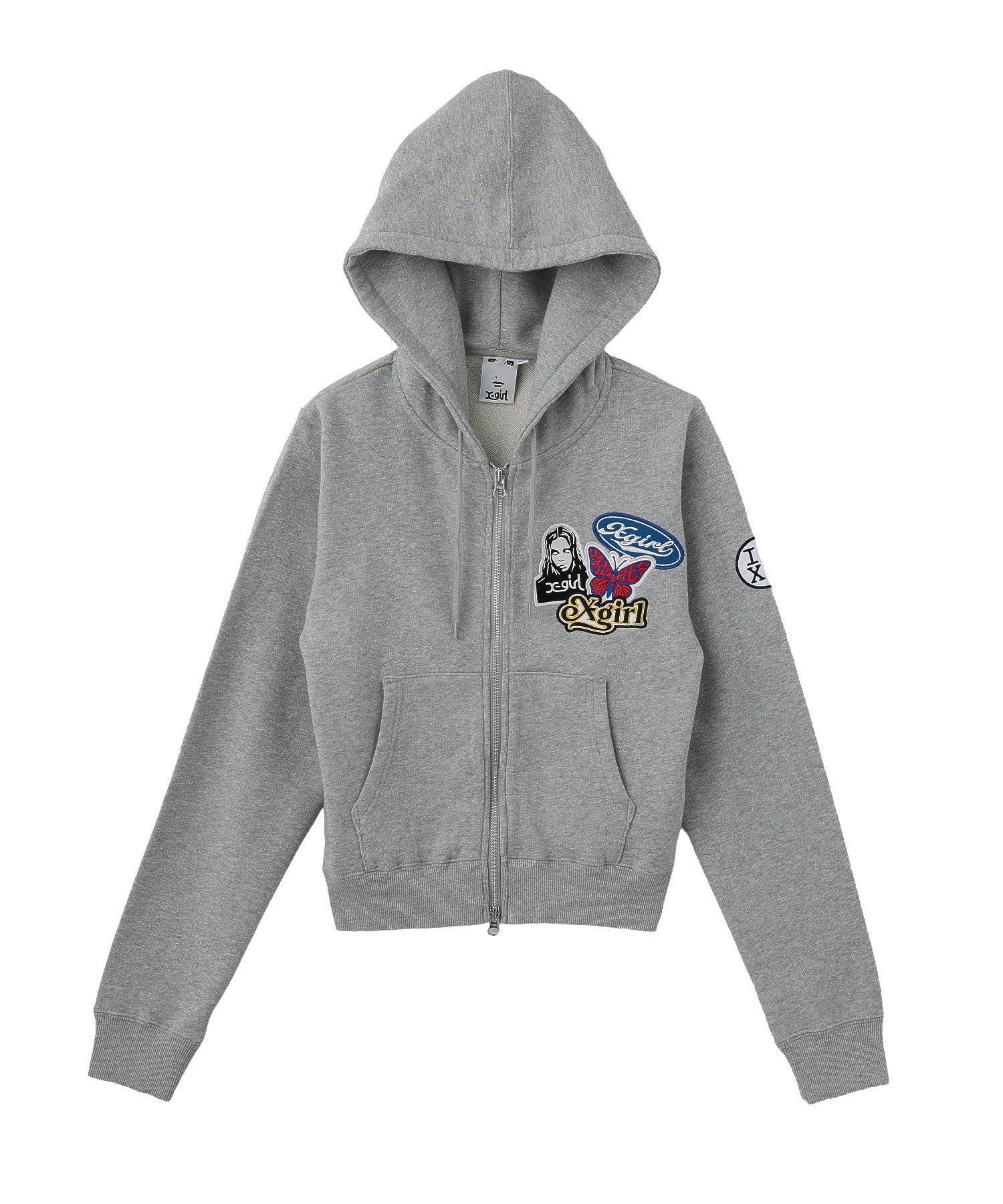 X-girl PATCHES COMPACT ZIP UP SWEAT HOODIE