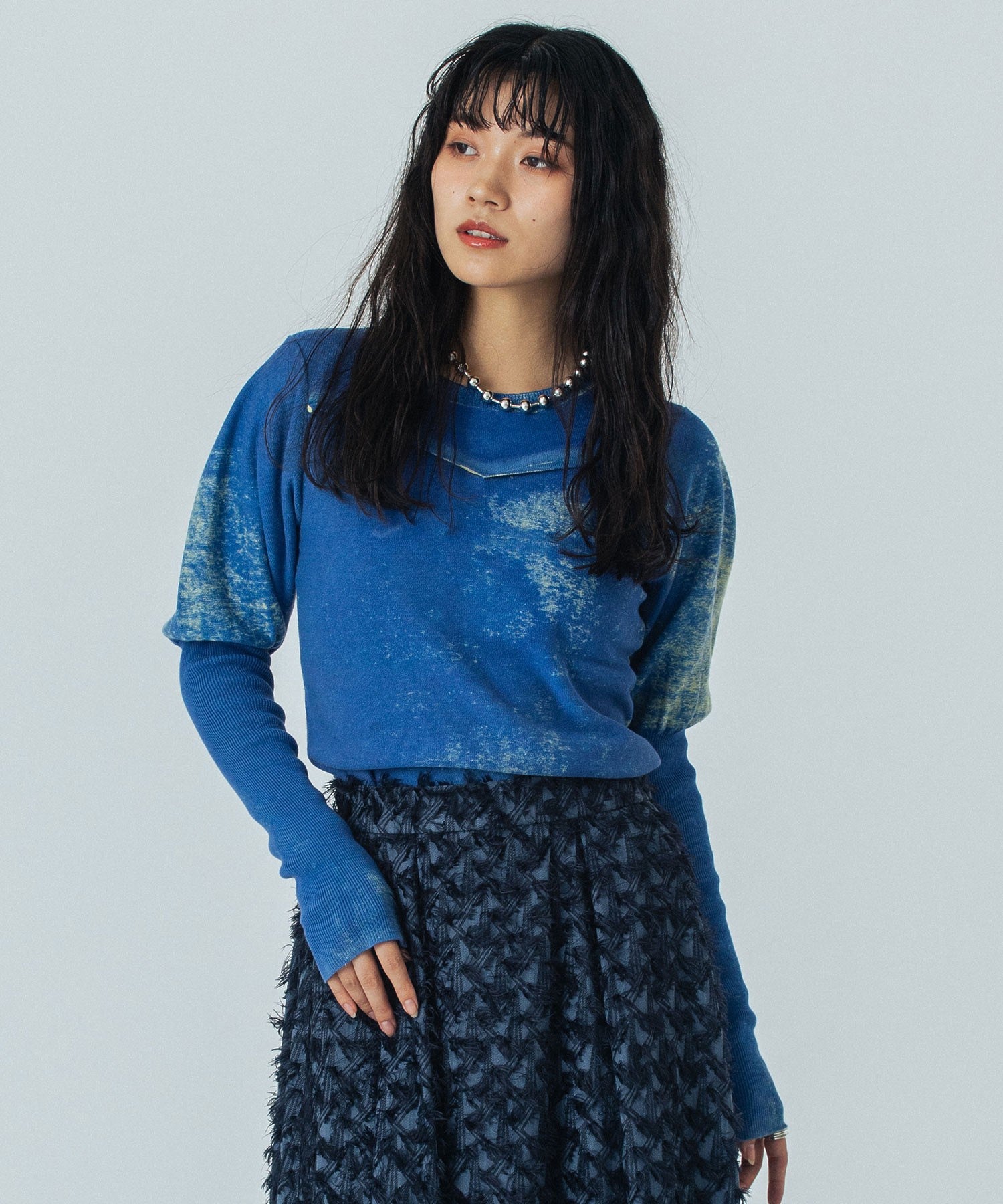 mici/VOLUME SLEEVE KNIT TOP