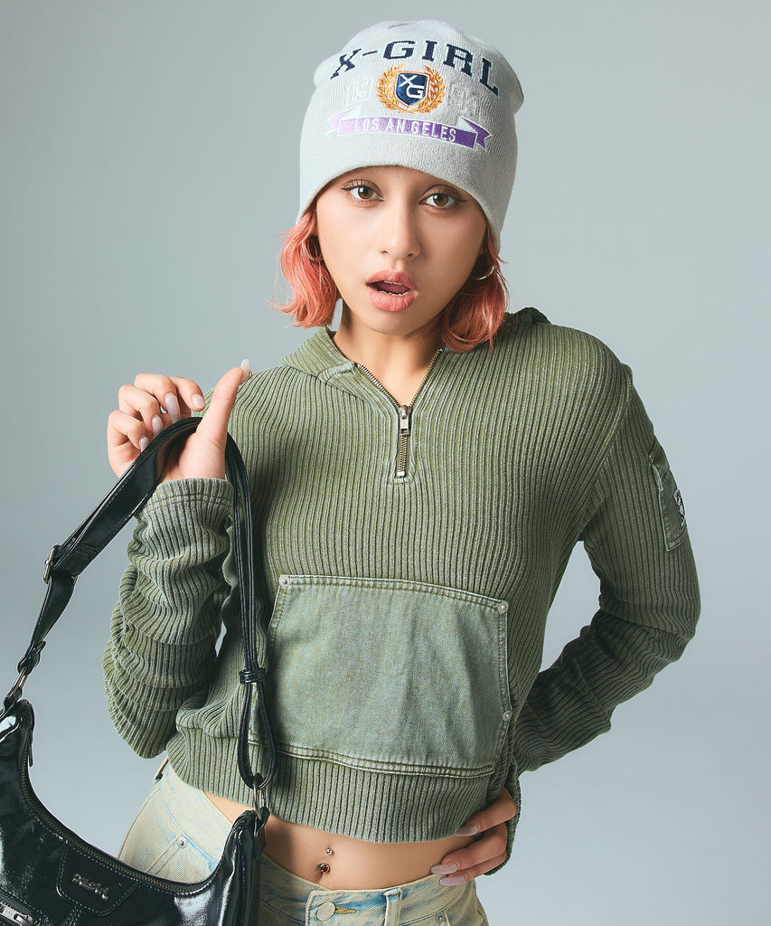 FADED WOVEN MIX HALF ZIP HOODED TOP – calif（カリフ）公式サイト