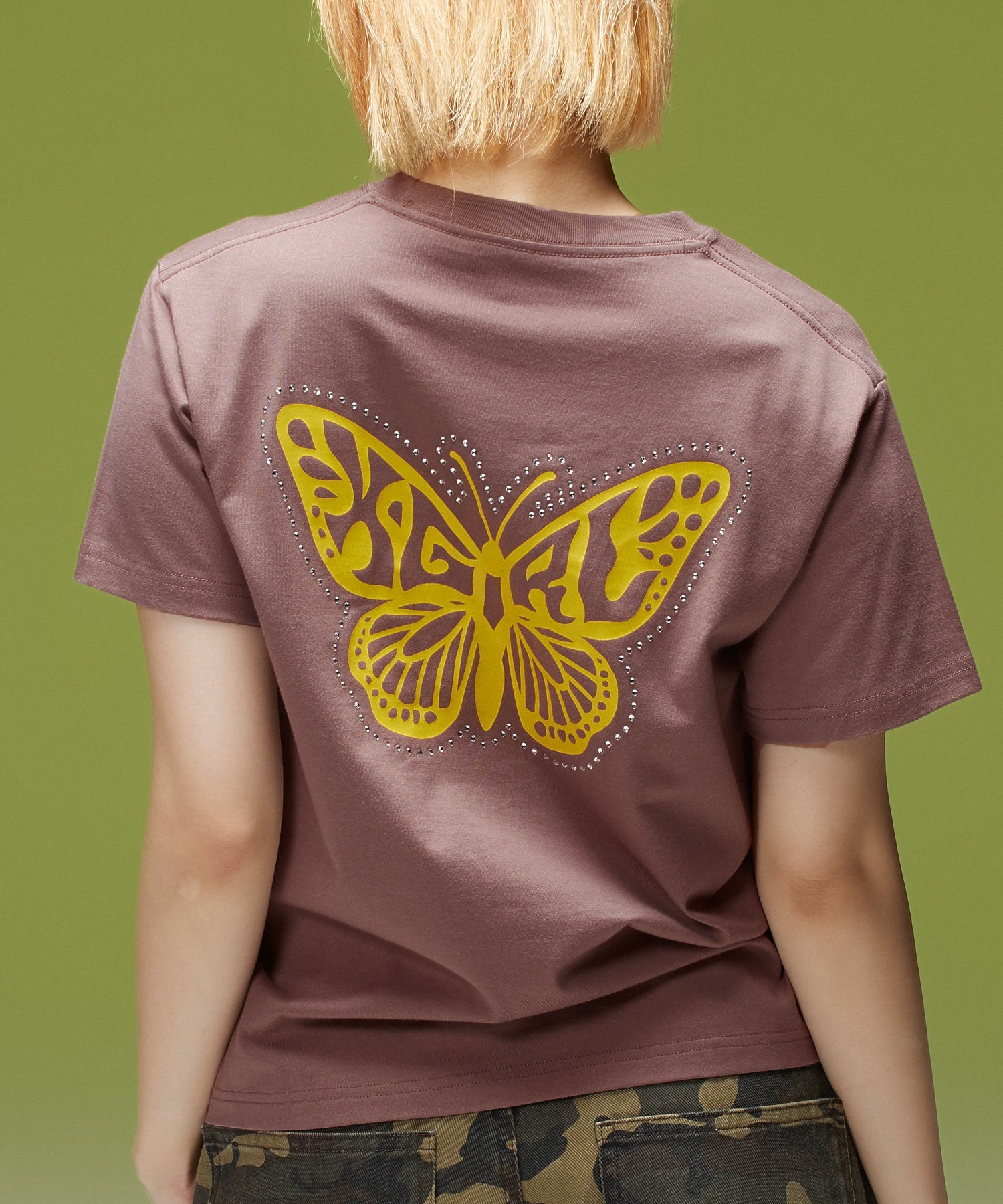 RHINESTONE AND BUTTERFLY LOGO S/S TEE