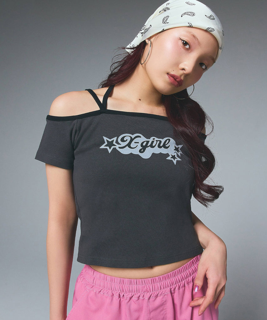 大人気 X-girl FLYING STARS LOGO OFF THE SHOULDER BABY TEE FLYING STARS LOGO OFF THE SHOULDER BABY TEE – calif（カリフ