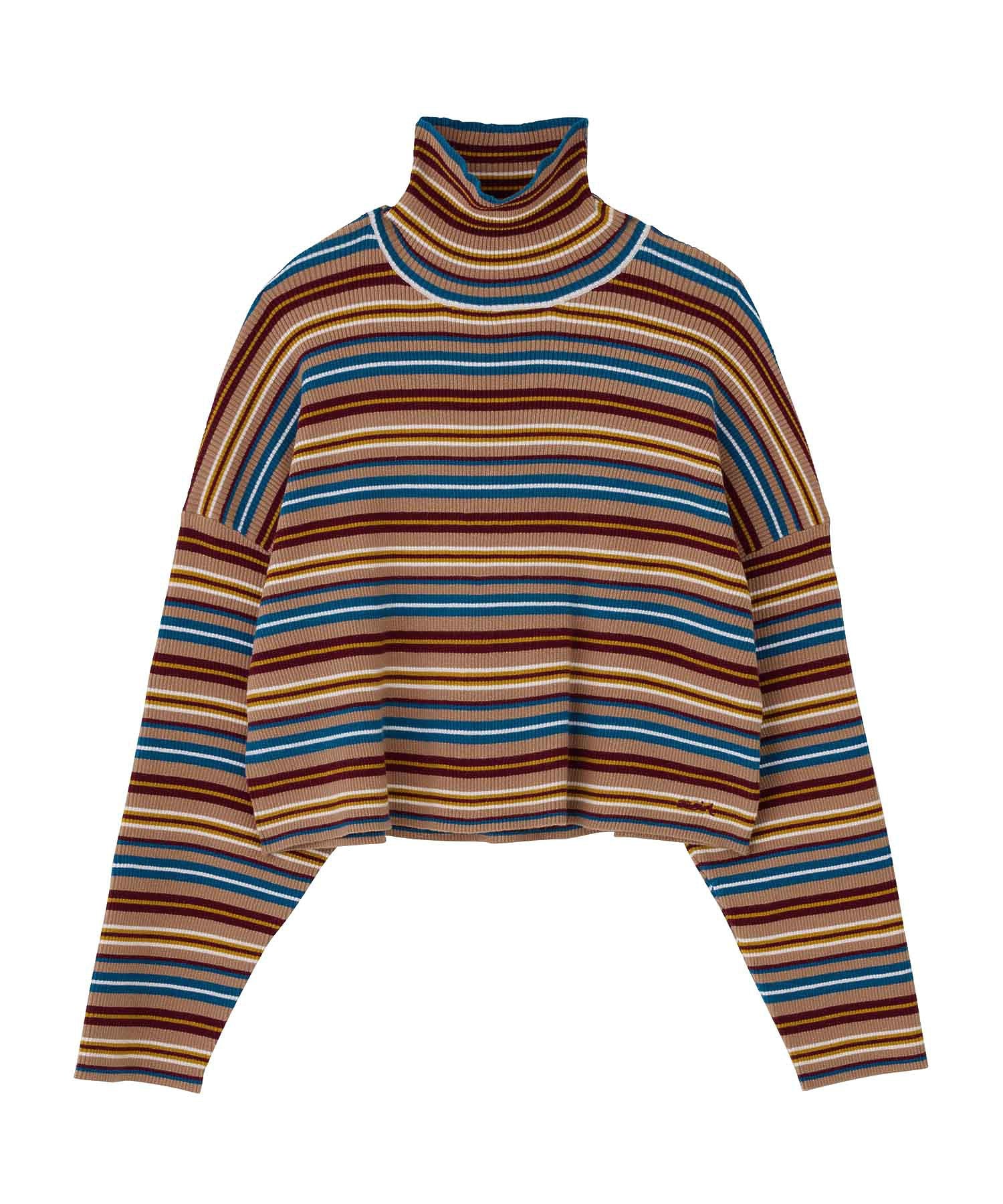 STRIPED HIGH NECK KNIT TOP X-girl