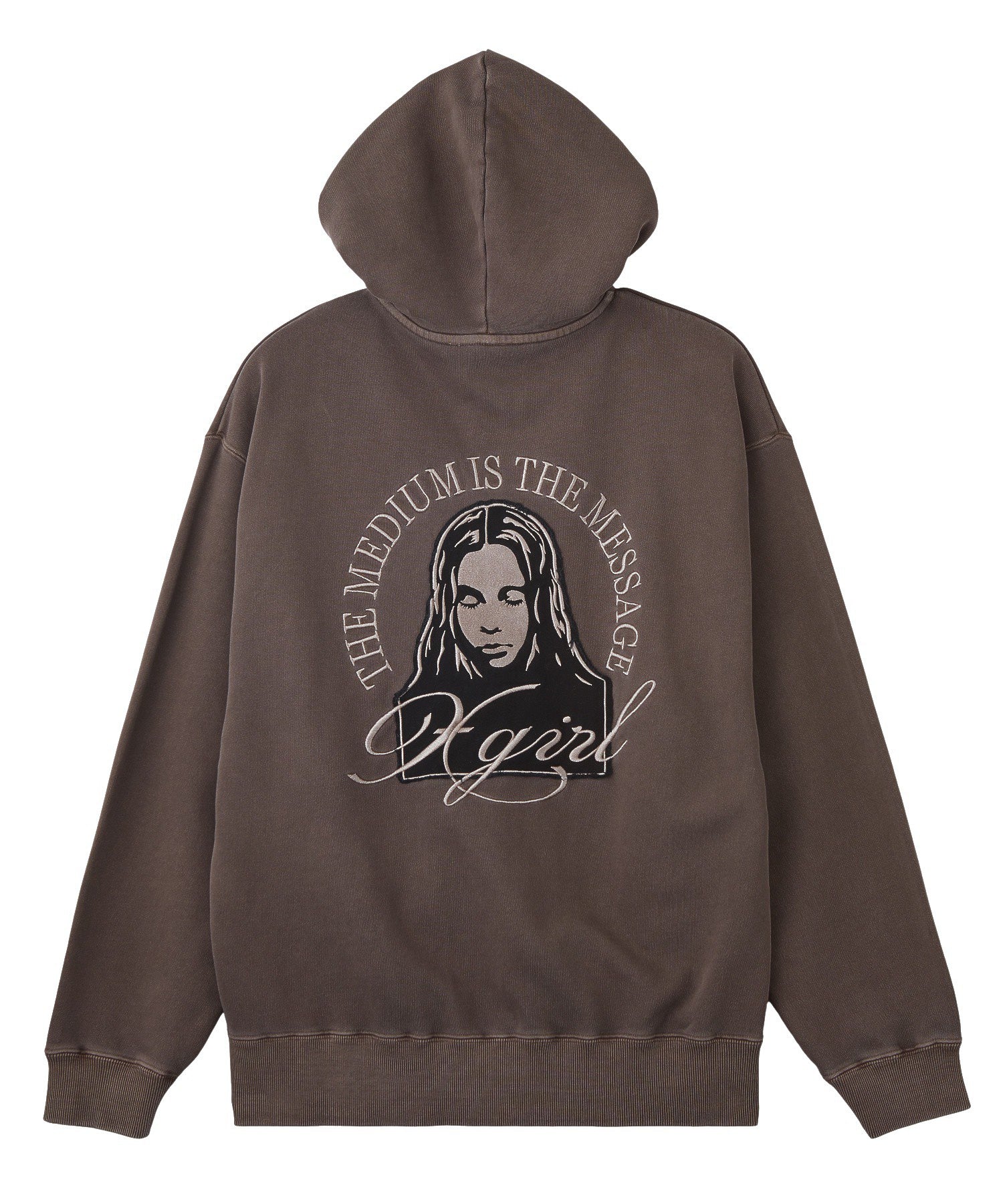 PIGMENT DYED FACE PATCH AND LOGO ZIP UP SWEAT HOODIE