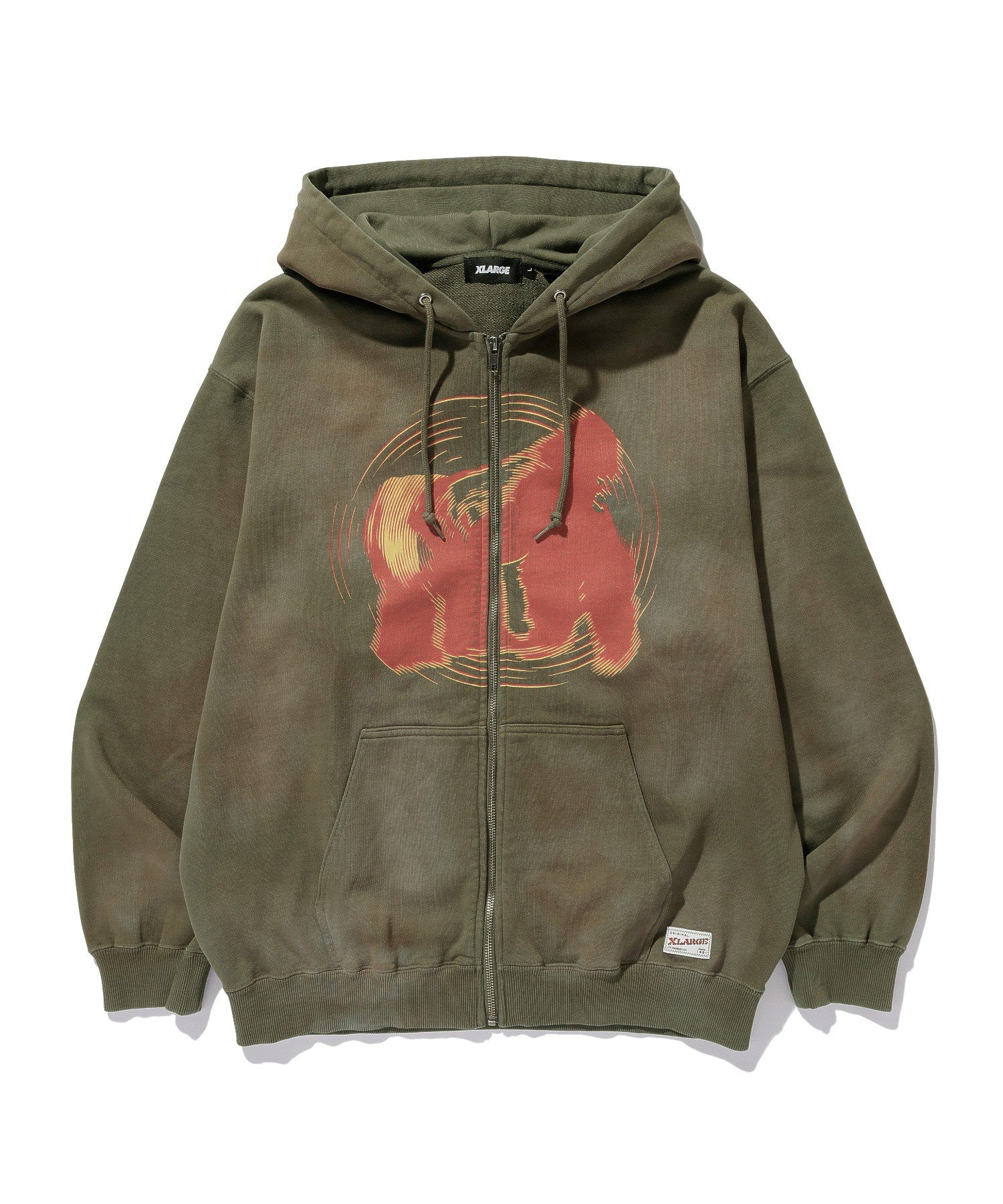SPRAY PROCESSED ZIP HOODED SWEATSHIRT