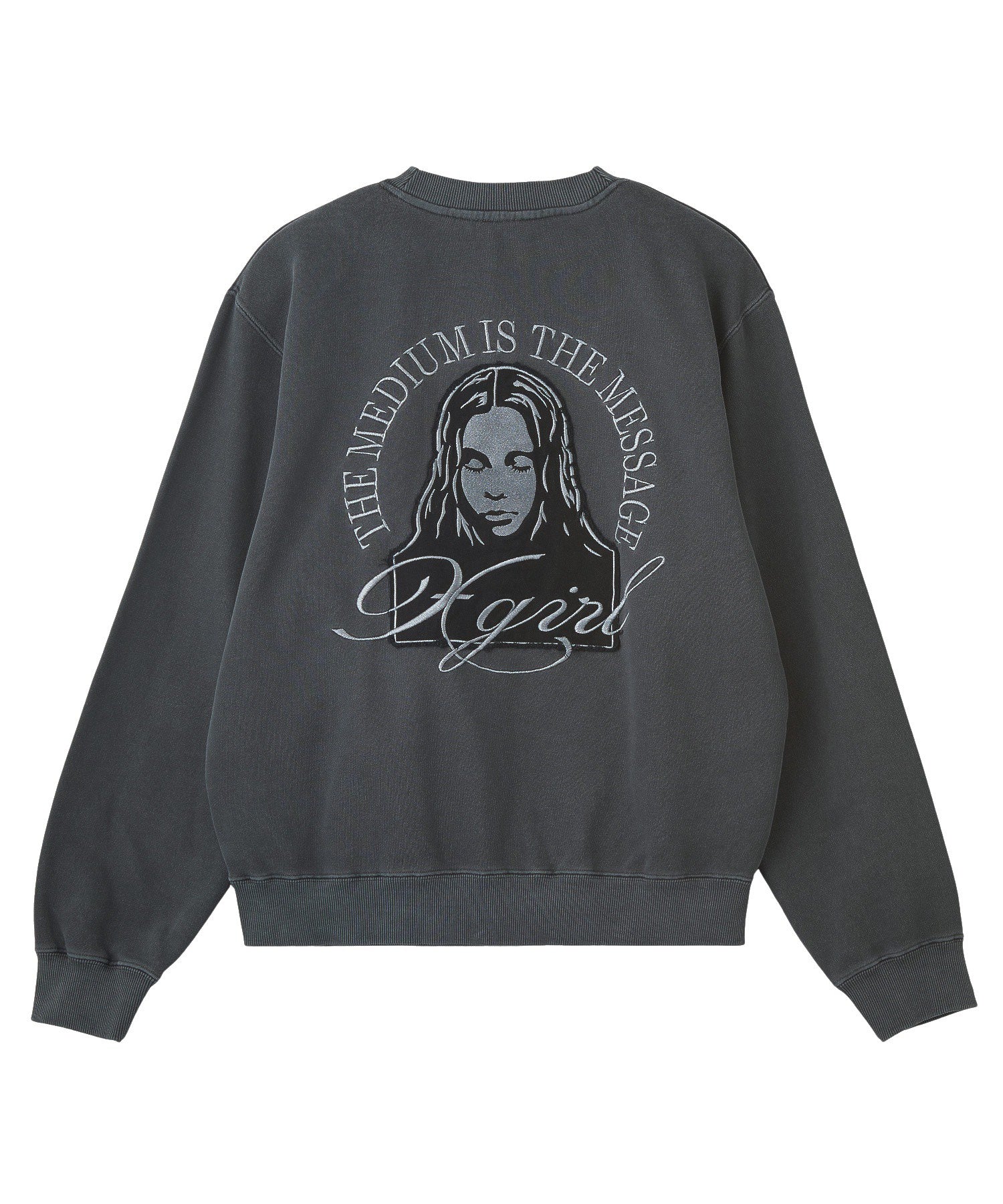 PIGMENT DYED FACE PATCH AND LOGO CREWNECK SWEATSHIRT