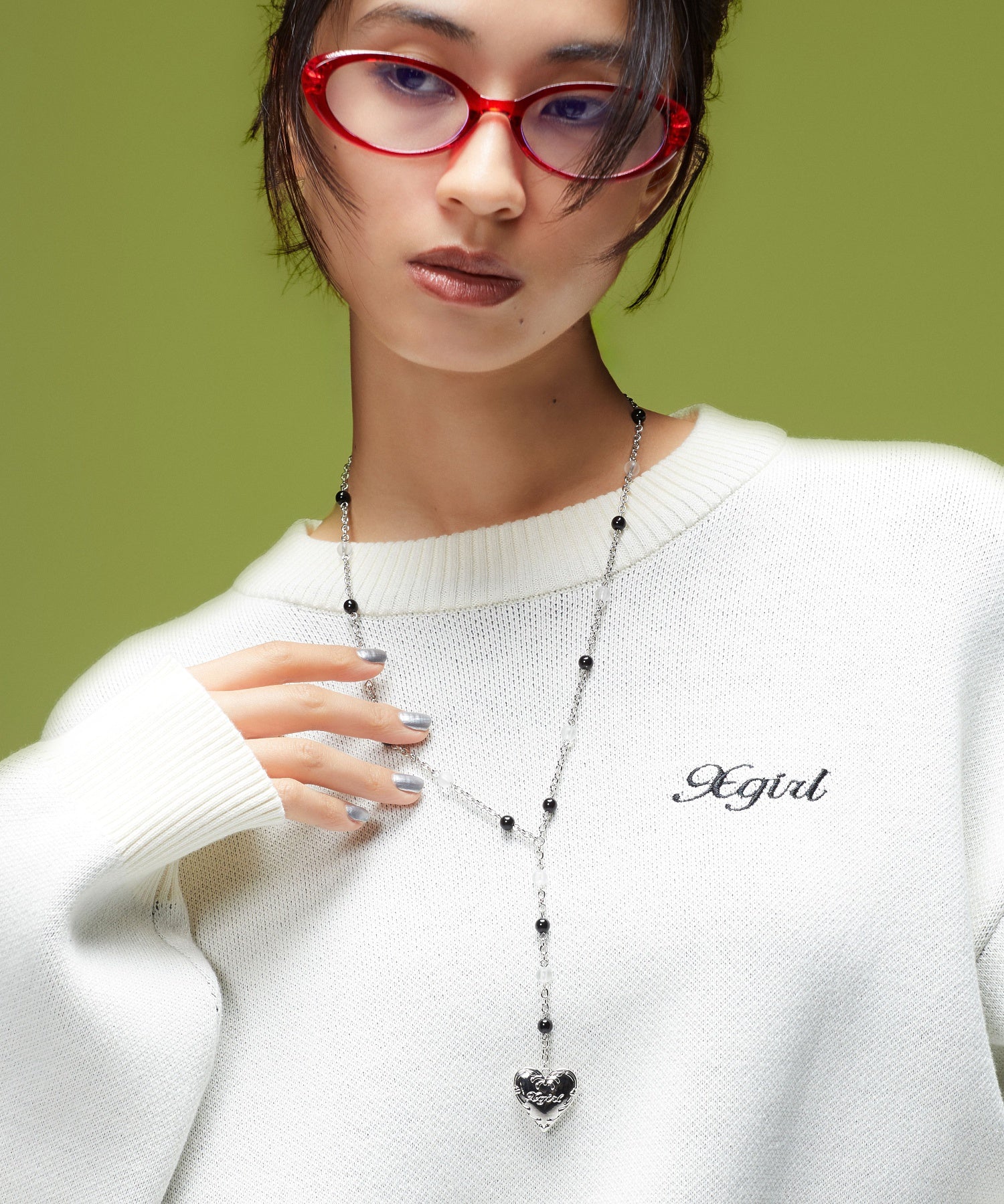 X-GIRL ENGRAVED HEART NECKLACE