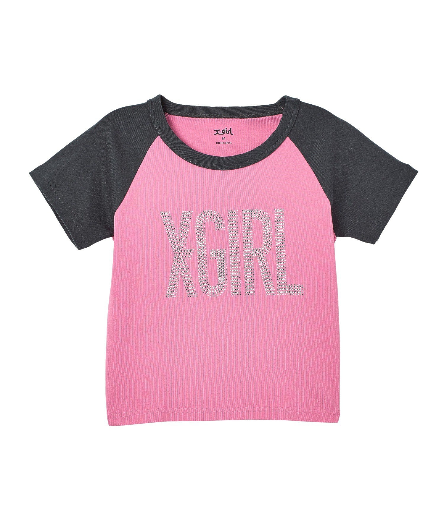 RHINESTONE VERTICAL LOGO RAGLAN S/S BABY TEE