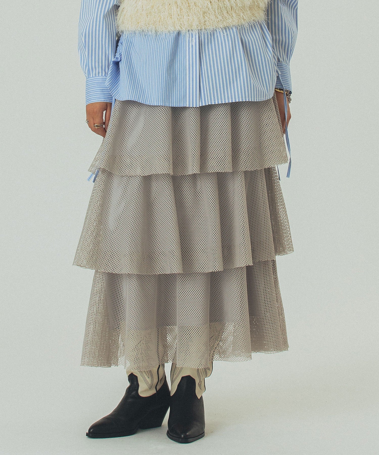 MESH TIRERD SKIRT