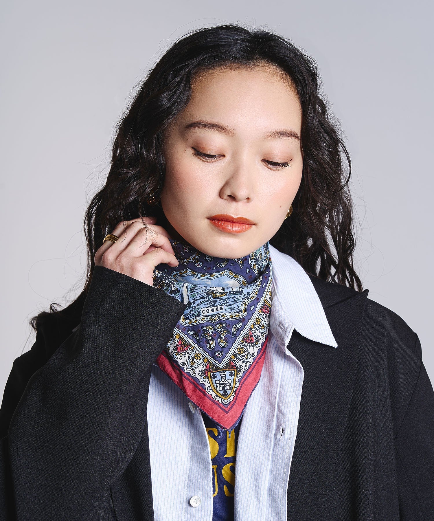 BINDU/Cotton Voile Wight Map Bandana