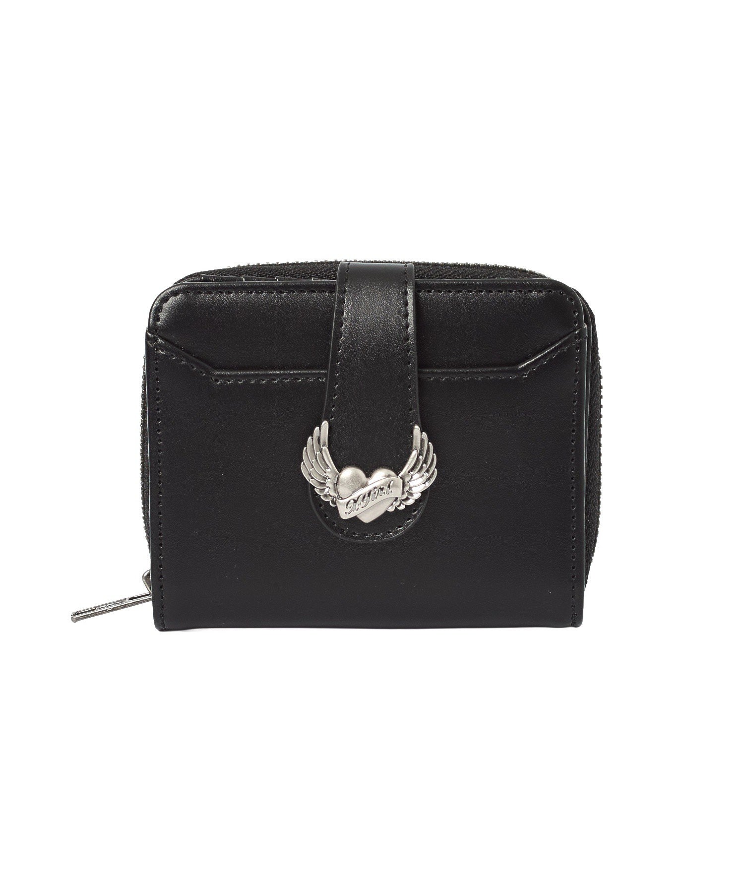 HEART AND WING EMBLEM FAUX LEATHER WALLET