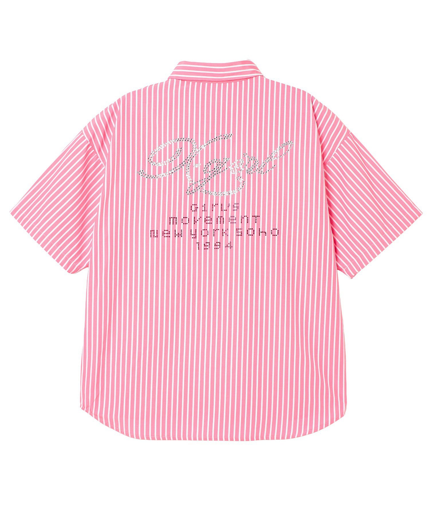 STRIPED RHINESTONE S/S SHIRT
