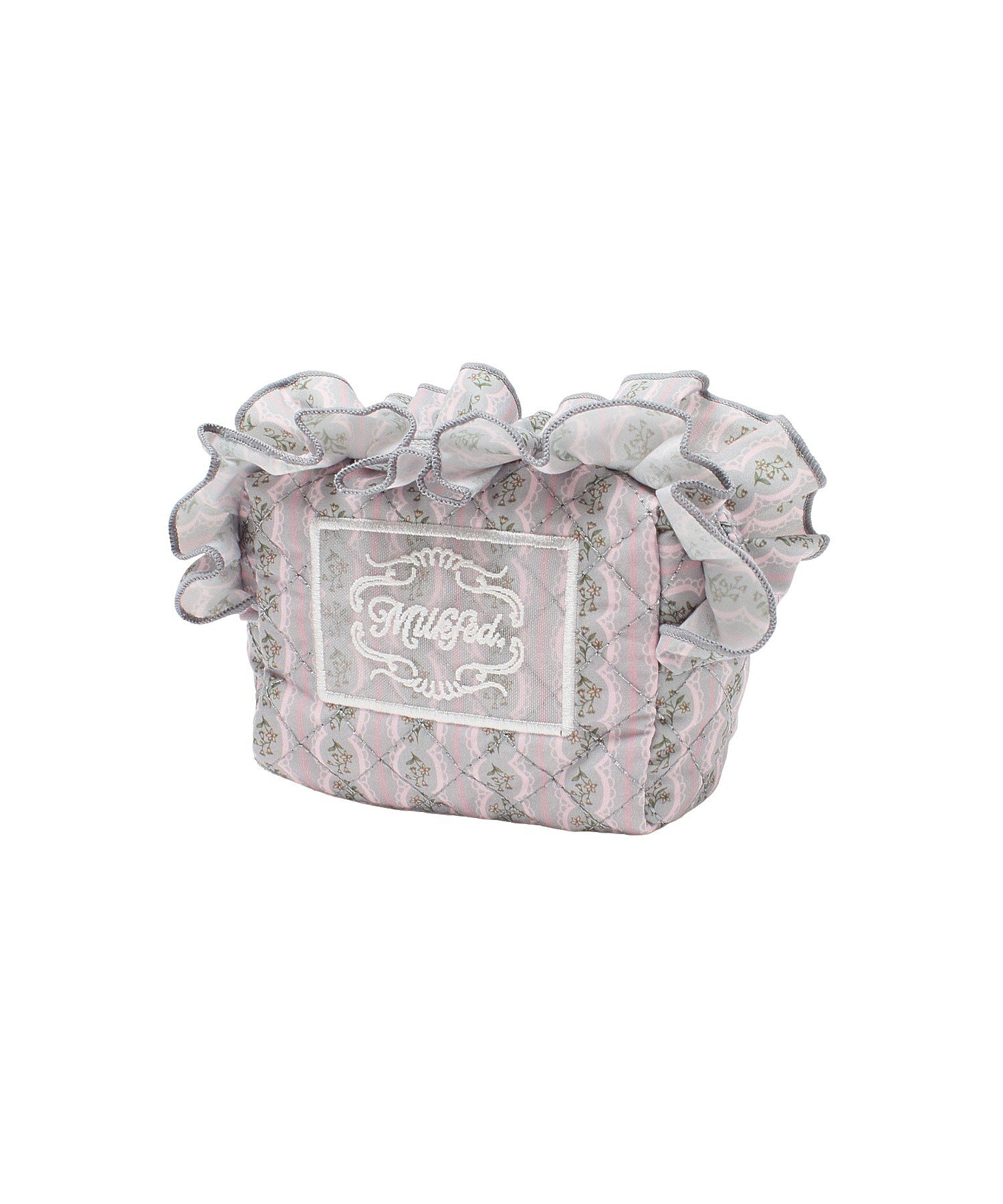 STRIPED FLOWER QUILTED POUCH