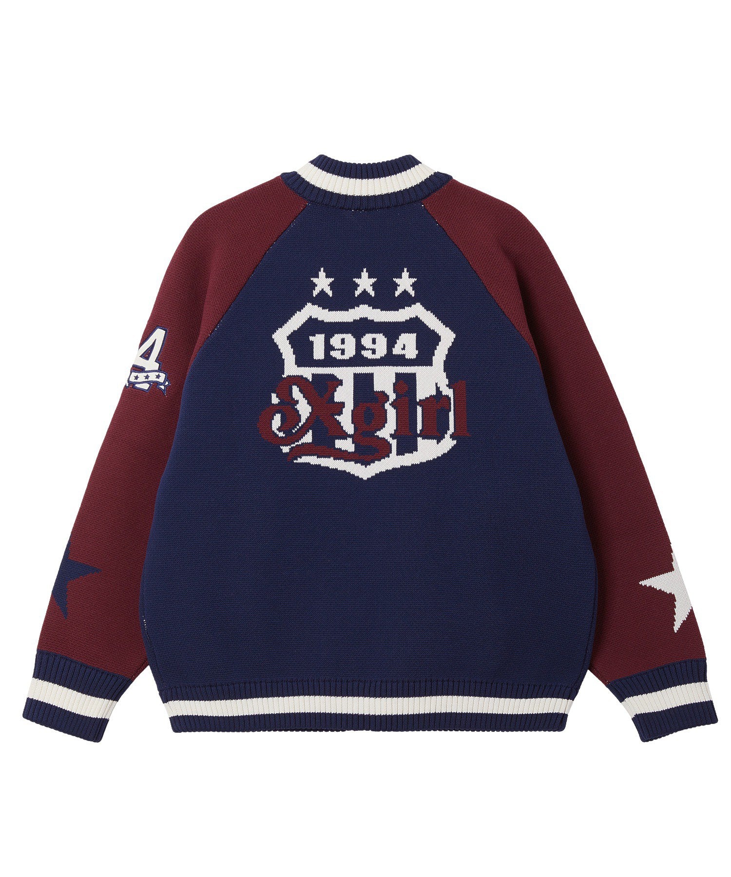 PATCH AND JACQUARD STADIUM KNIT JACKET