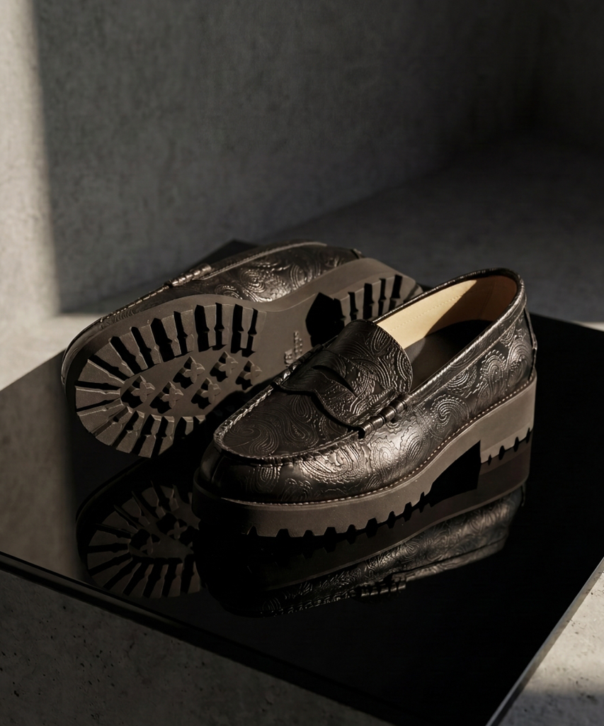 The Kenford Fineshoes/TANK SOLE LOAFERSBLACK PAISLEY – calif