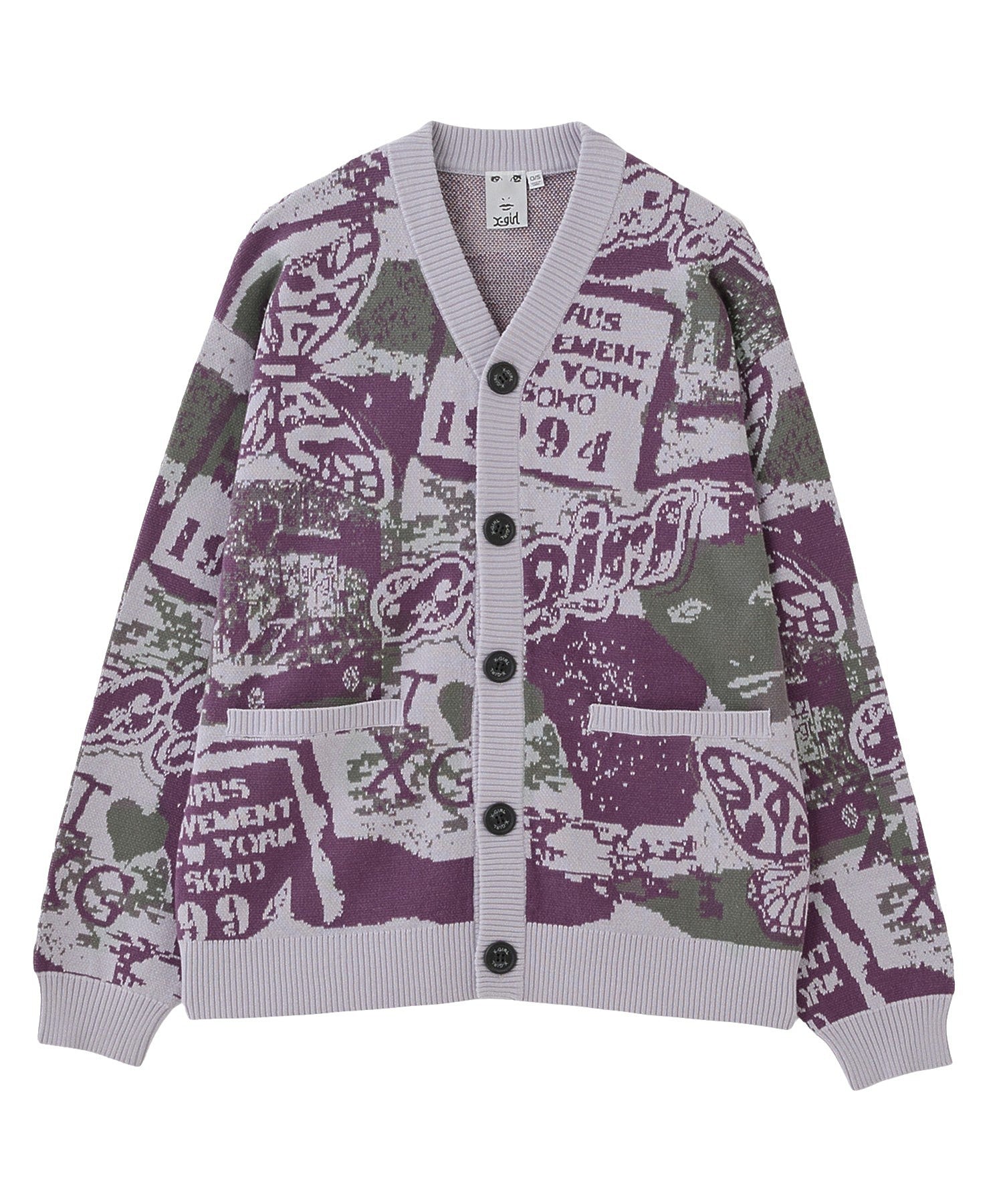 COLLAGE GRAPHIC JACQUARD KNIT CARDIGAN