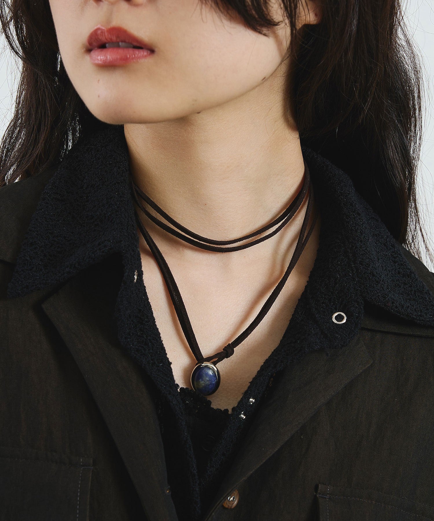 STONE LEATHER CODE NECKLACE