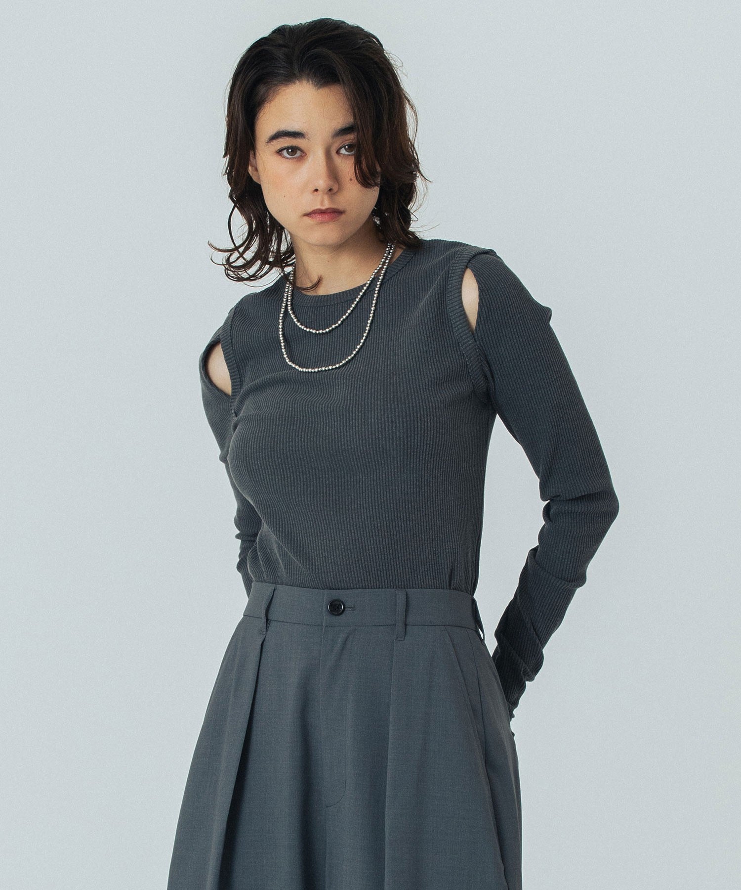 mici/LONG SLEEVE RIB TOP