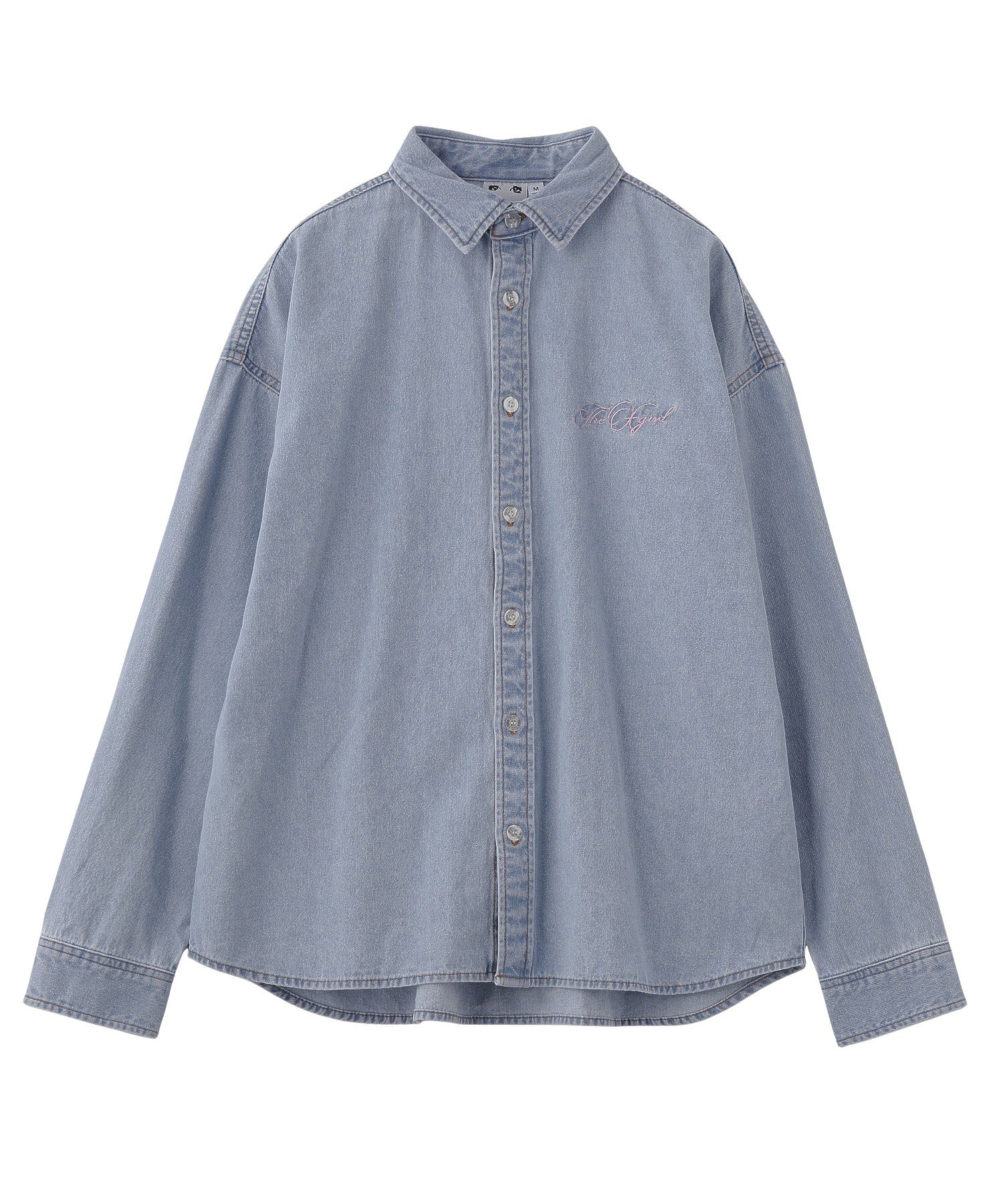 SCRIPT LOGO BLEACHED DENIM SHIRT