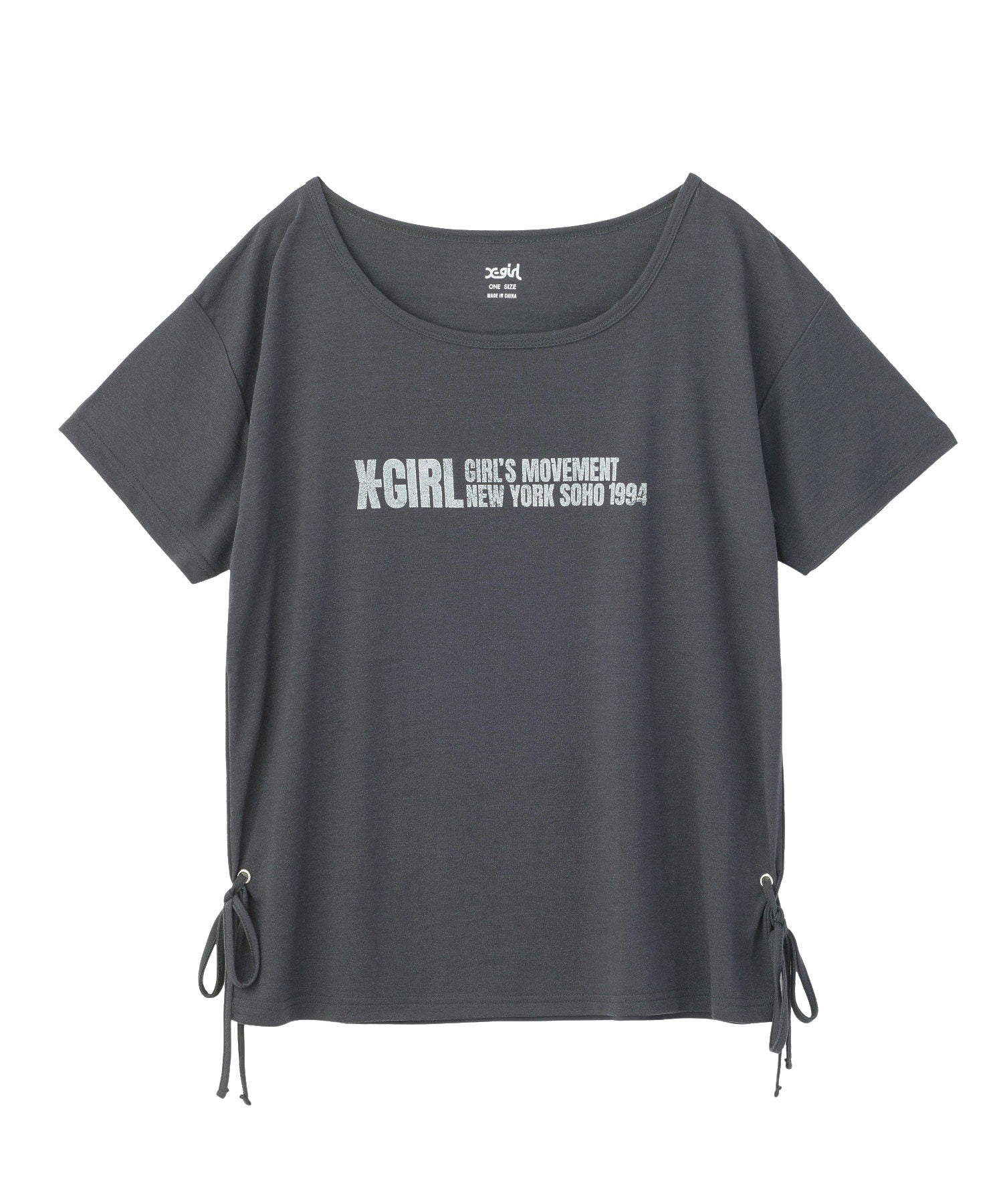 RIBBONED HEM FADED LOGO S/S TEE