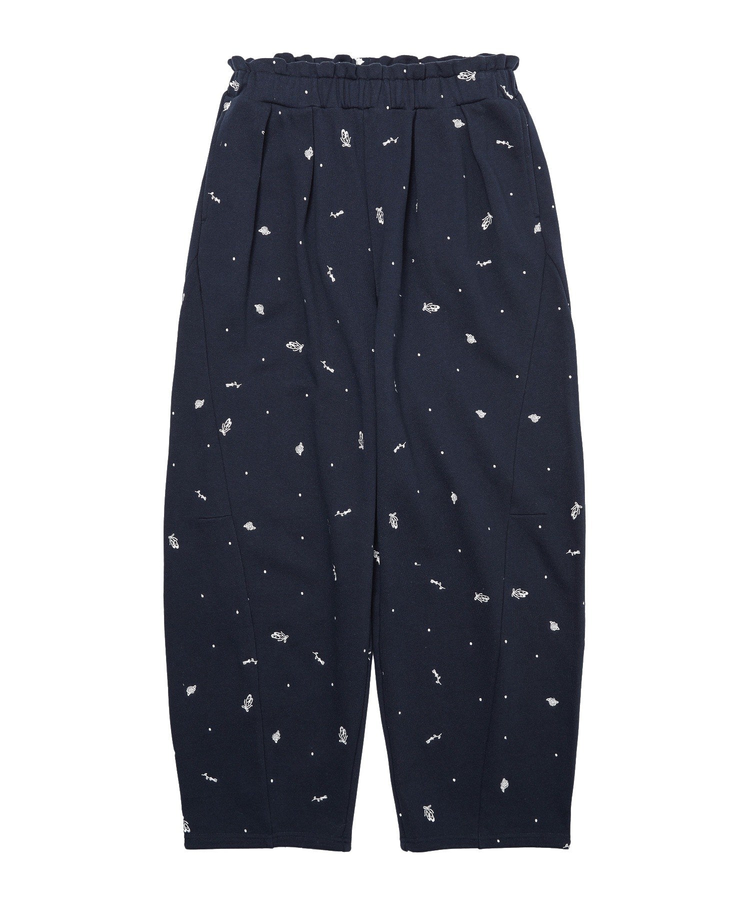 EMBROIDERED ROSE SWEAT WIDE PANTS