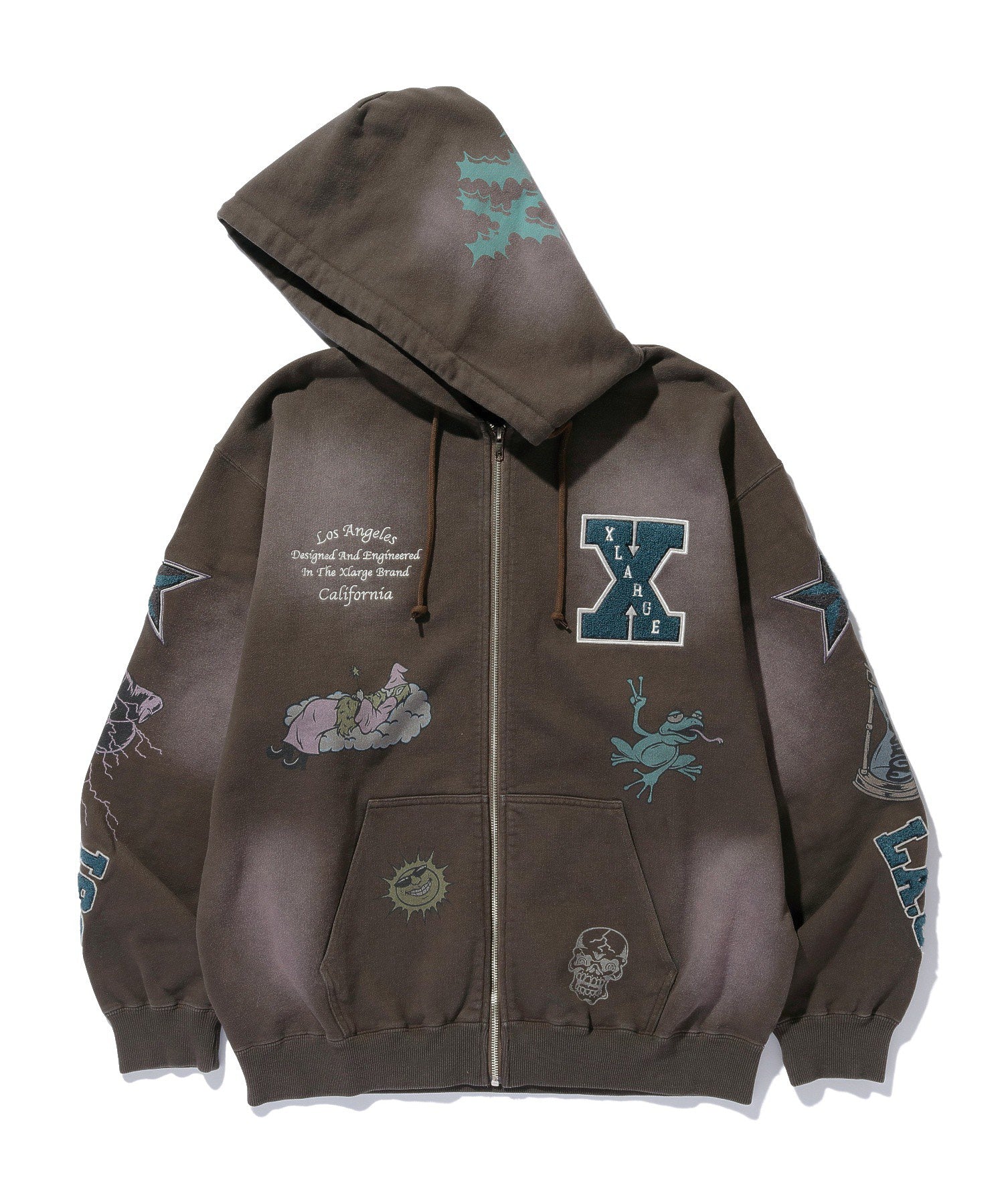 MULTI LOGO ZIP UP HOODED SWEATSHIRT