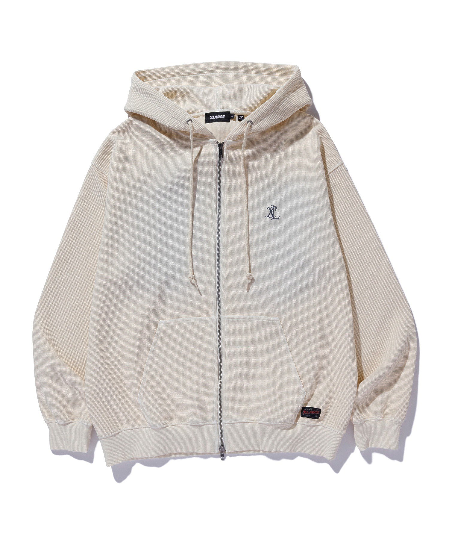 FADED WAFFLE ZIP UP HOODED SWEATSHIRT