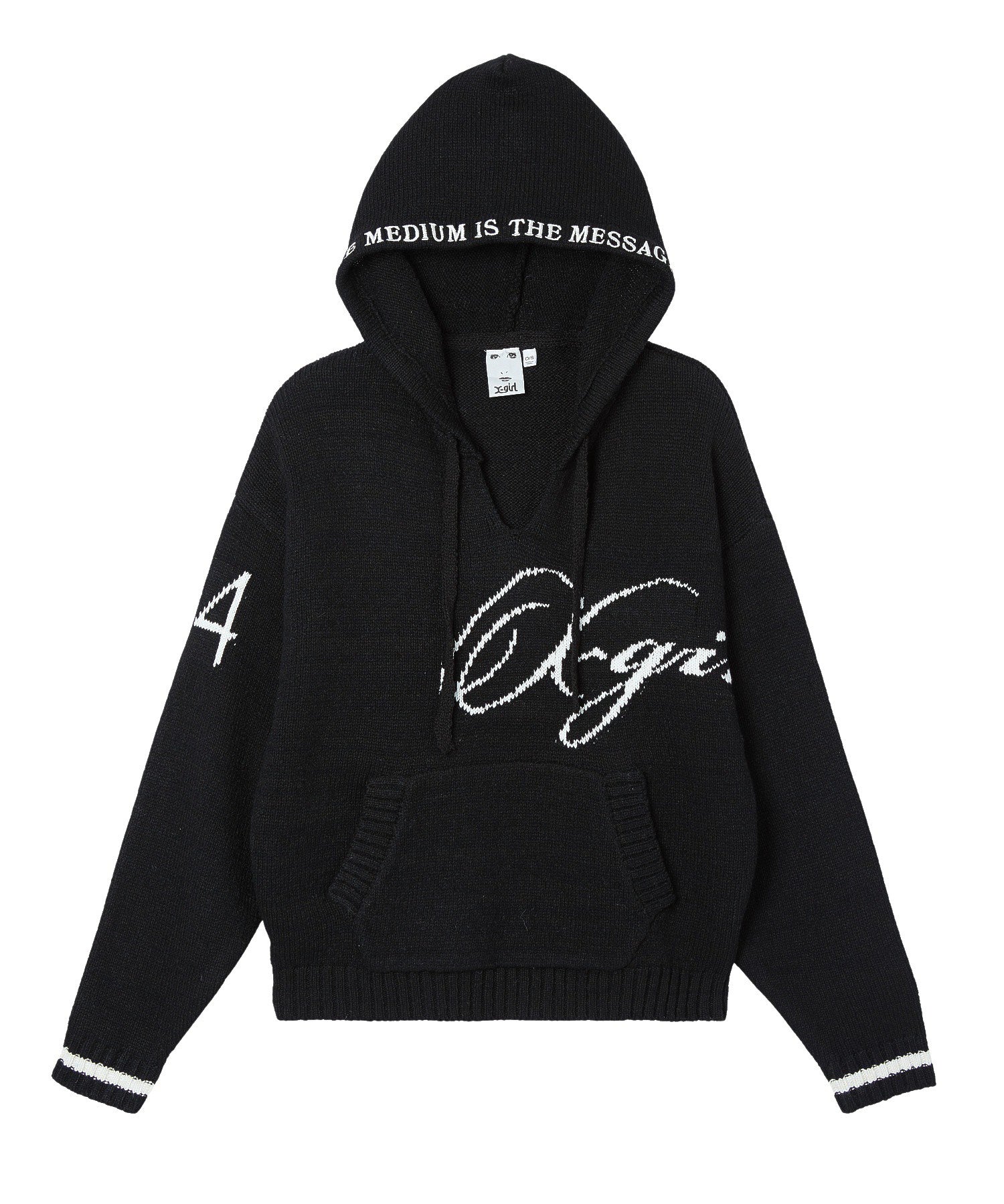 FRONT SLIT KNIT HOODIE