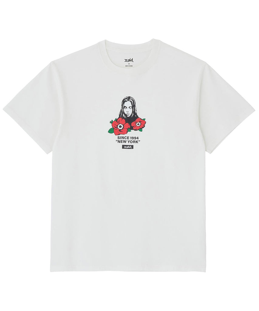Flower サイン入りTシャツ Flower motif T-shirt ユニセックス 男女兼用フラワーモチーフ