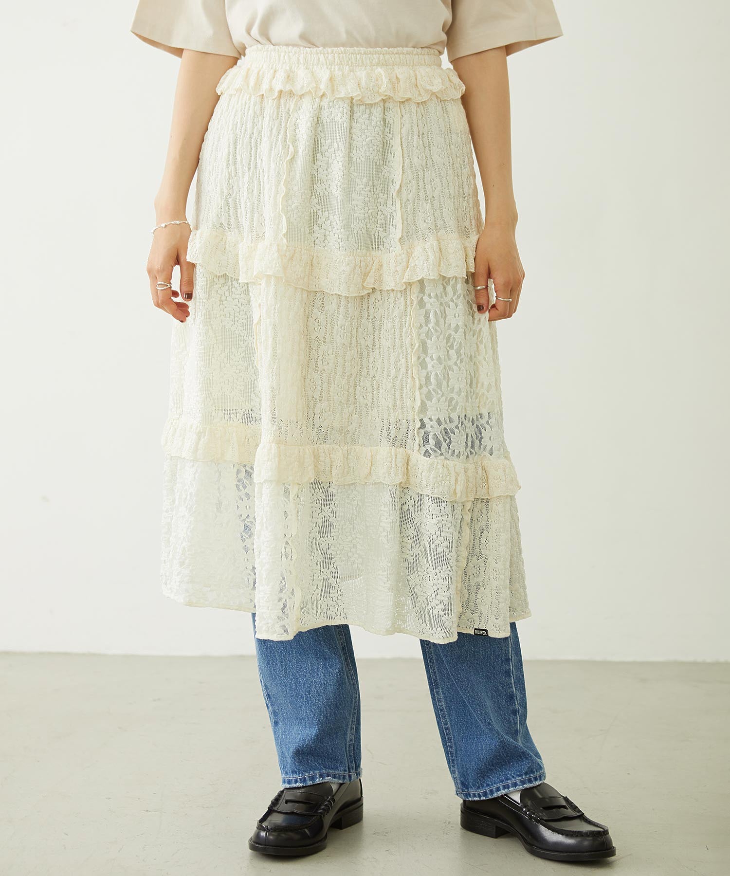 LACE FRILL DIRNDL SKIRT