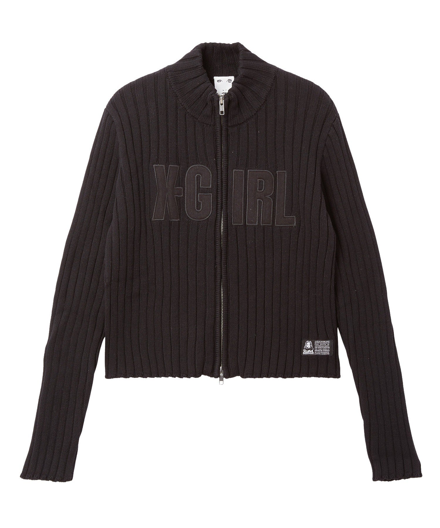 FADED PATCH ZIP UP KNIT TOP