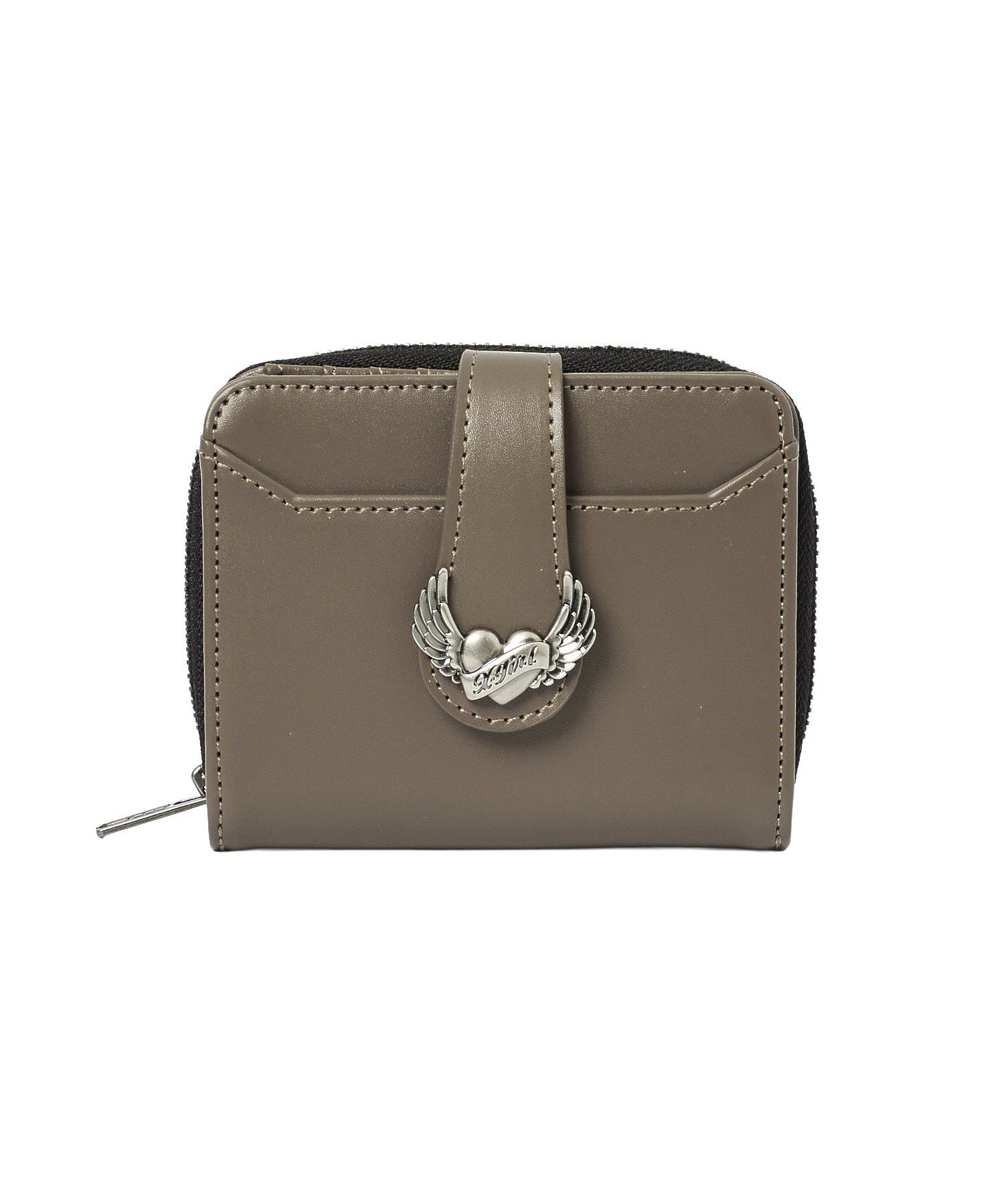 HEART AND WING EMBLEM FAUX LEATHER WALLET