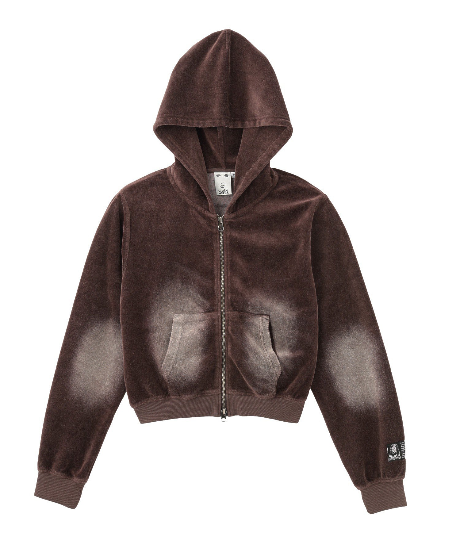 FADED VELOUR COMPACT ZIP UP HOODIE